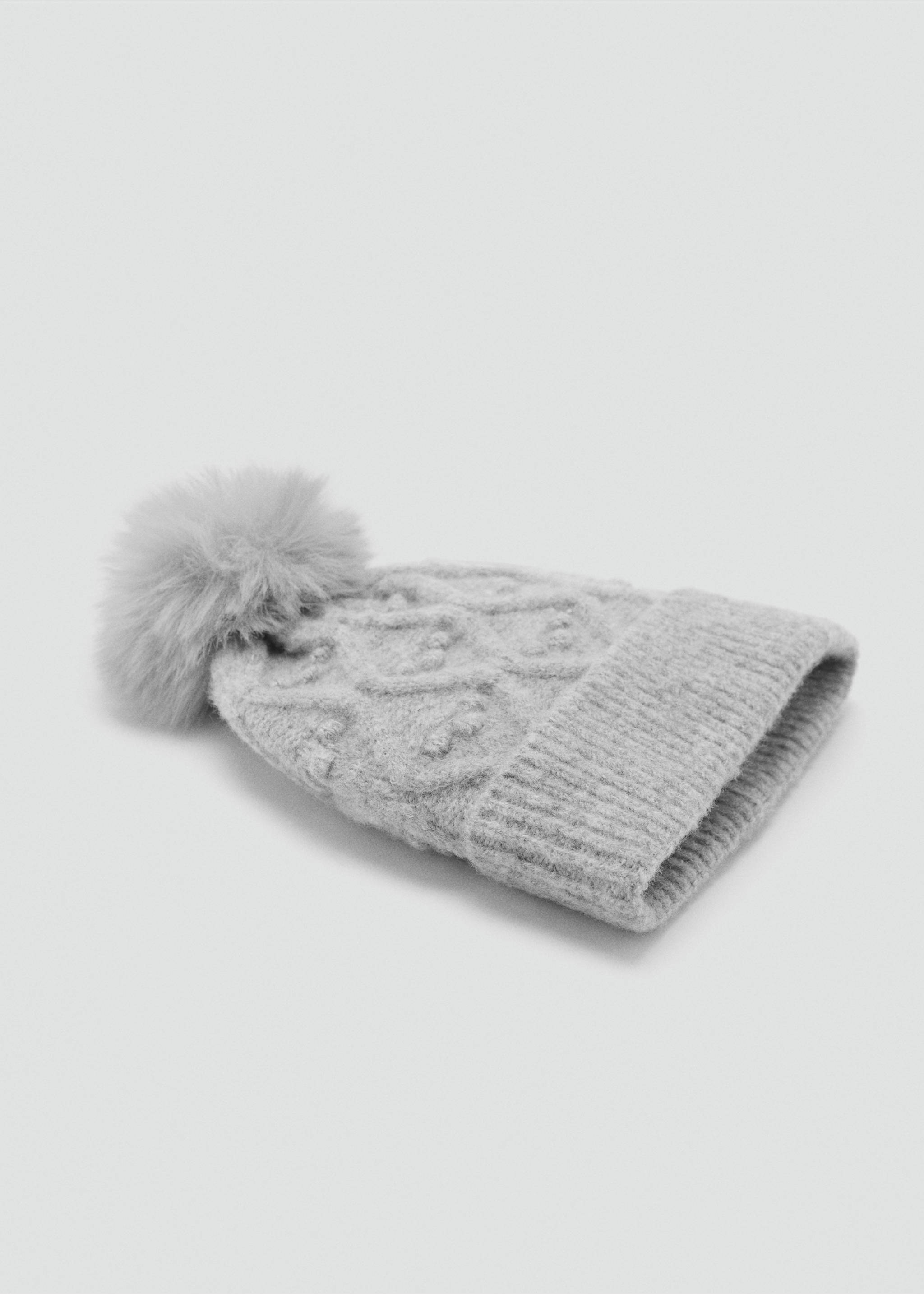 Textured hat with pom-pom - Medium plane, Grey. Ref: 17036735-00.