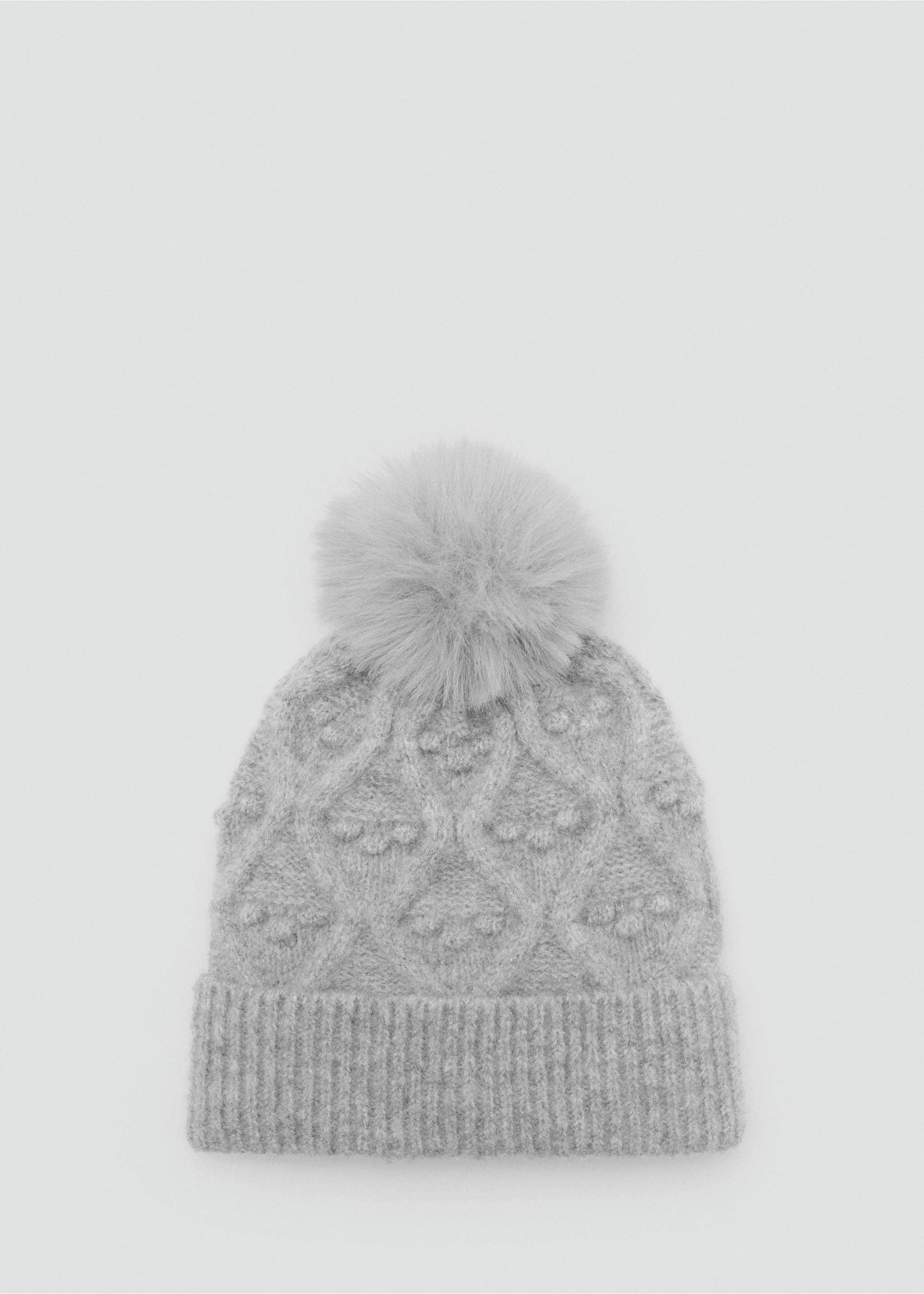 Textured hat with pom-pom - Article without model, Grey. Ref: 17036735-00.