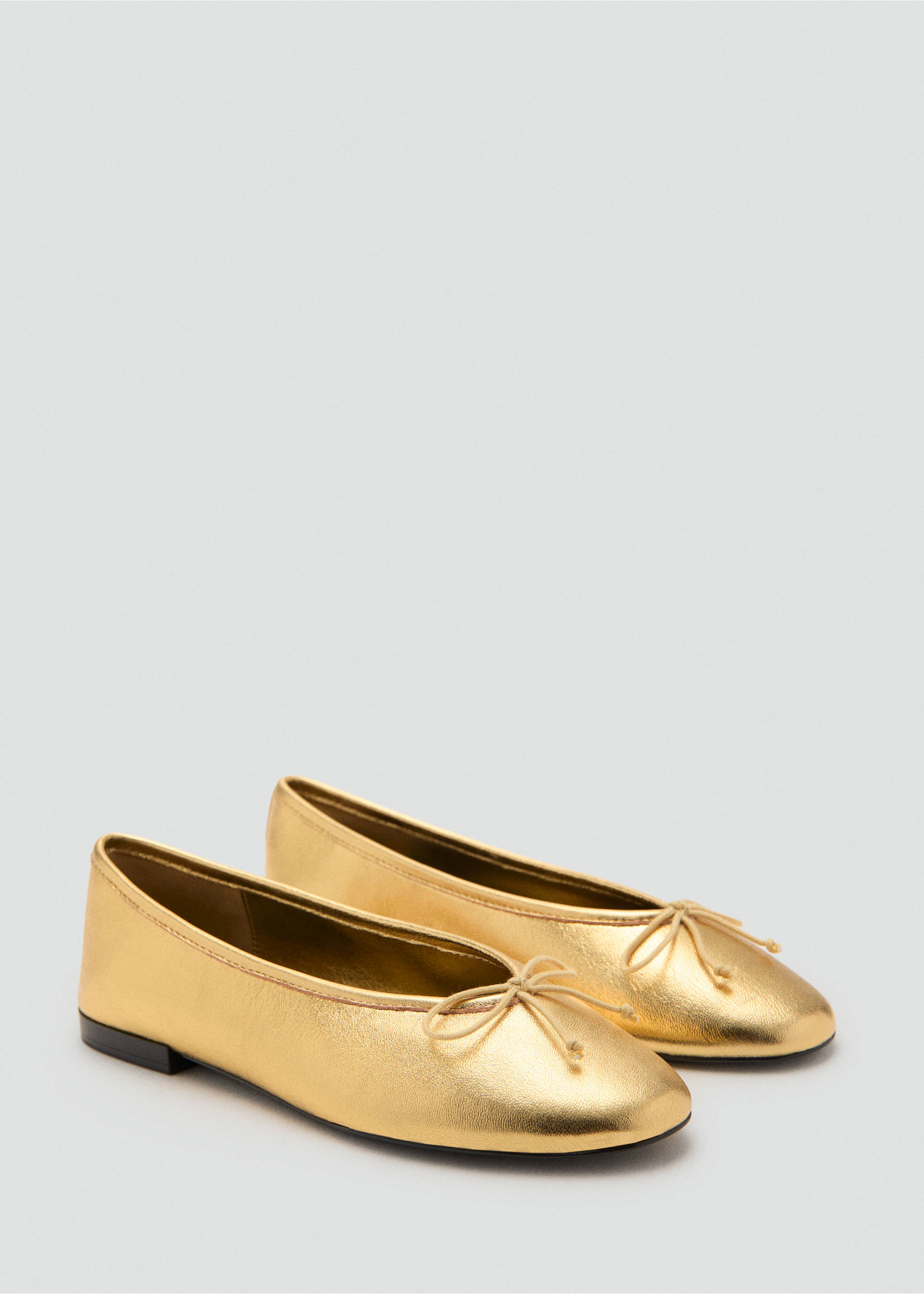 Leather ballet flats with bow - Medium plane, Gold. Ref: 17036741-00.
