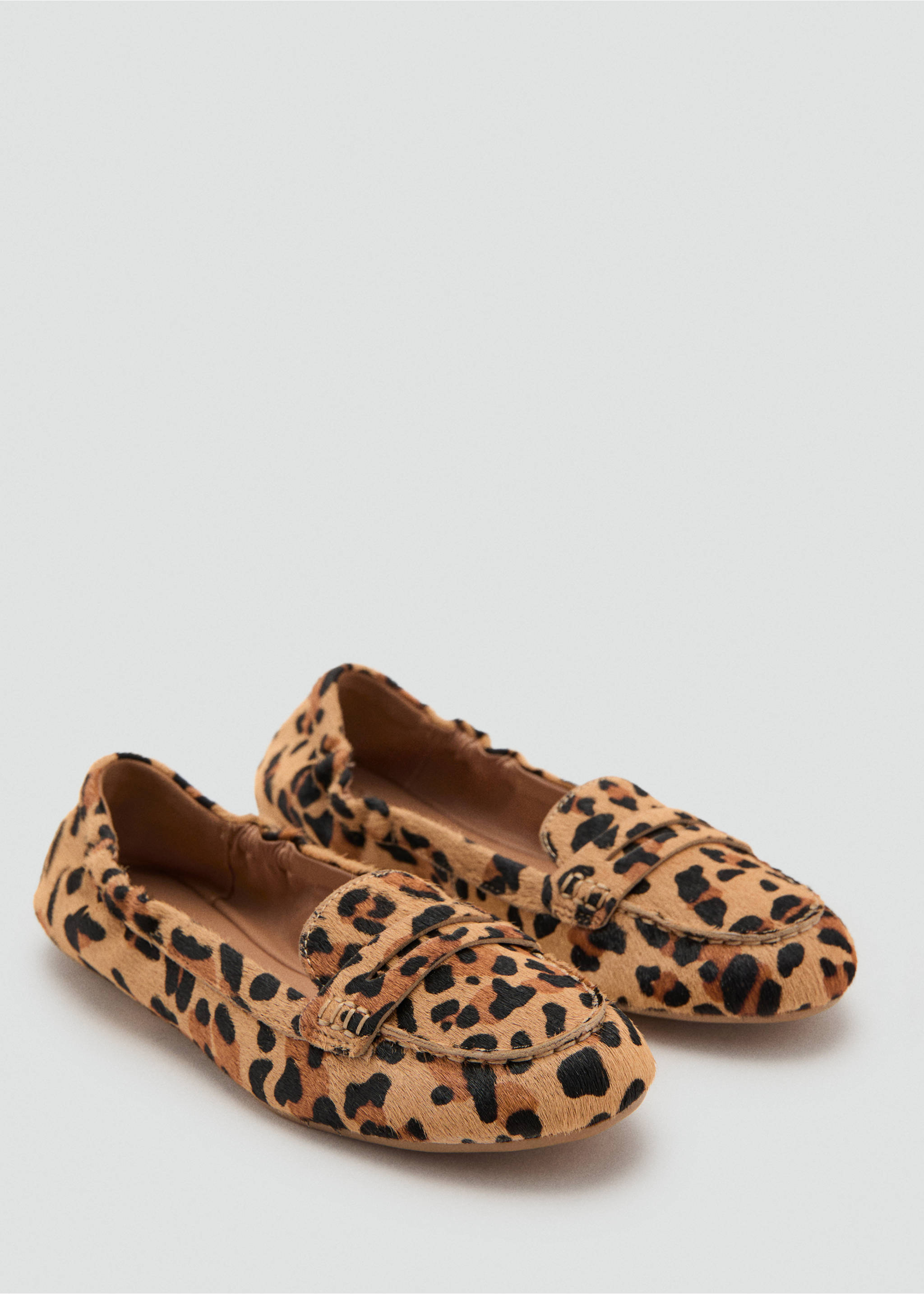 Leopard-print leather moccasins - Medium plane, Medium Brown. Ref: 17036744-00.