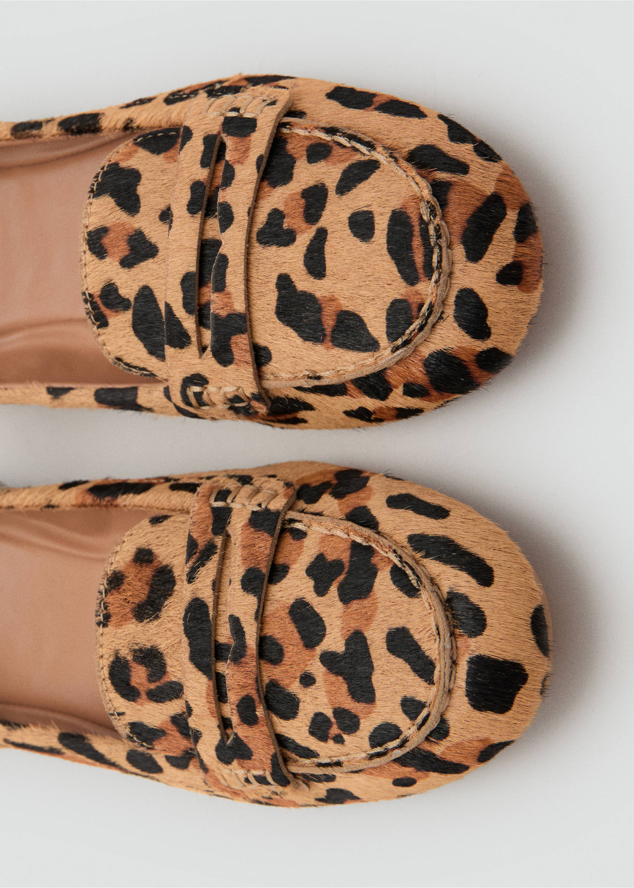 Leopard-print leather moccasins - Details of the article 2, Medium Brown. Ref: 17036744-00.