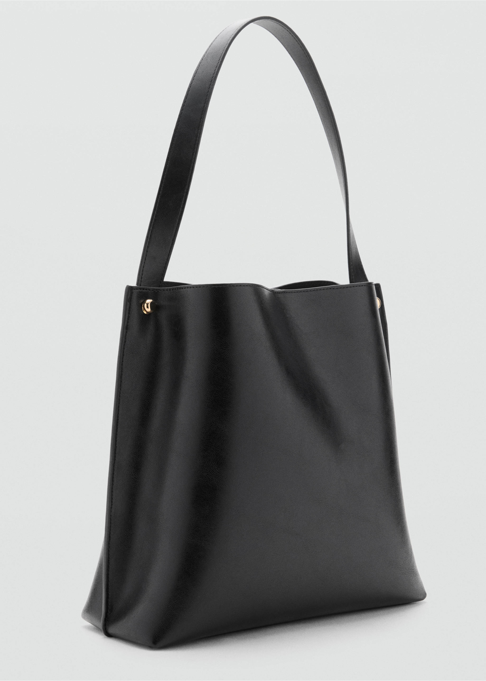 Bucket bag with metal details - Medium plane, Black. Ref: 17037131-00.