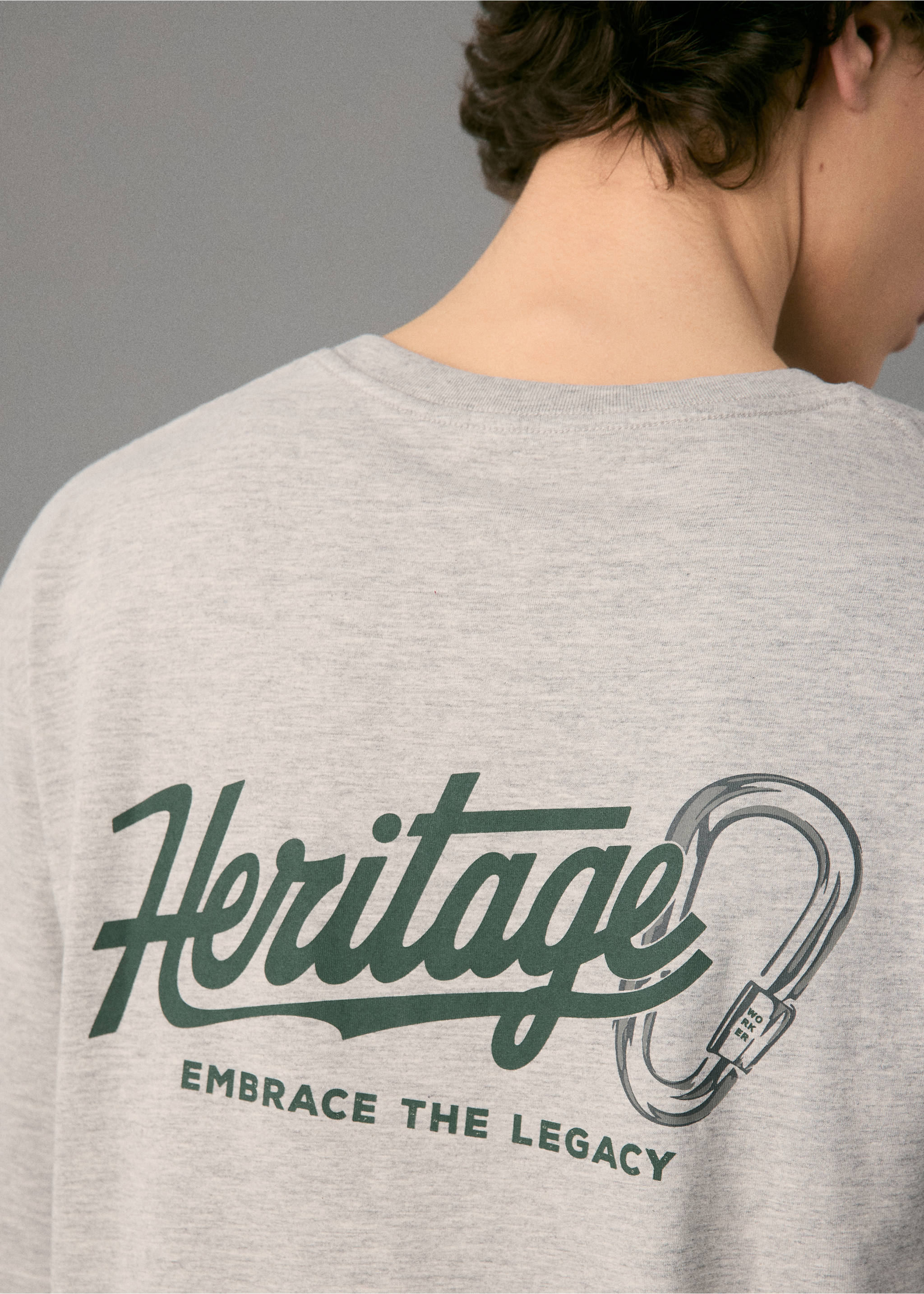 Printed cotton-blend T-shirt - Details of the article 6, Medium Heather Grey. Ref: 17037762-00.