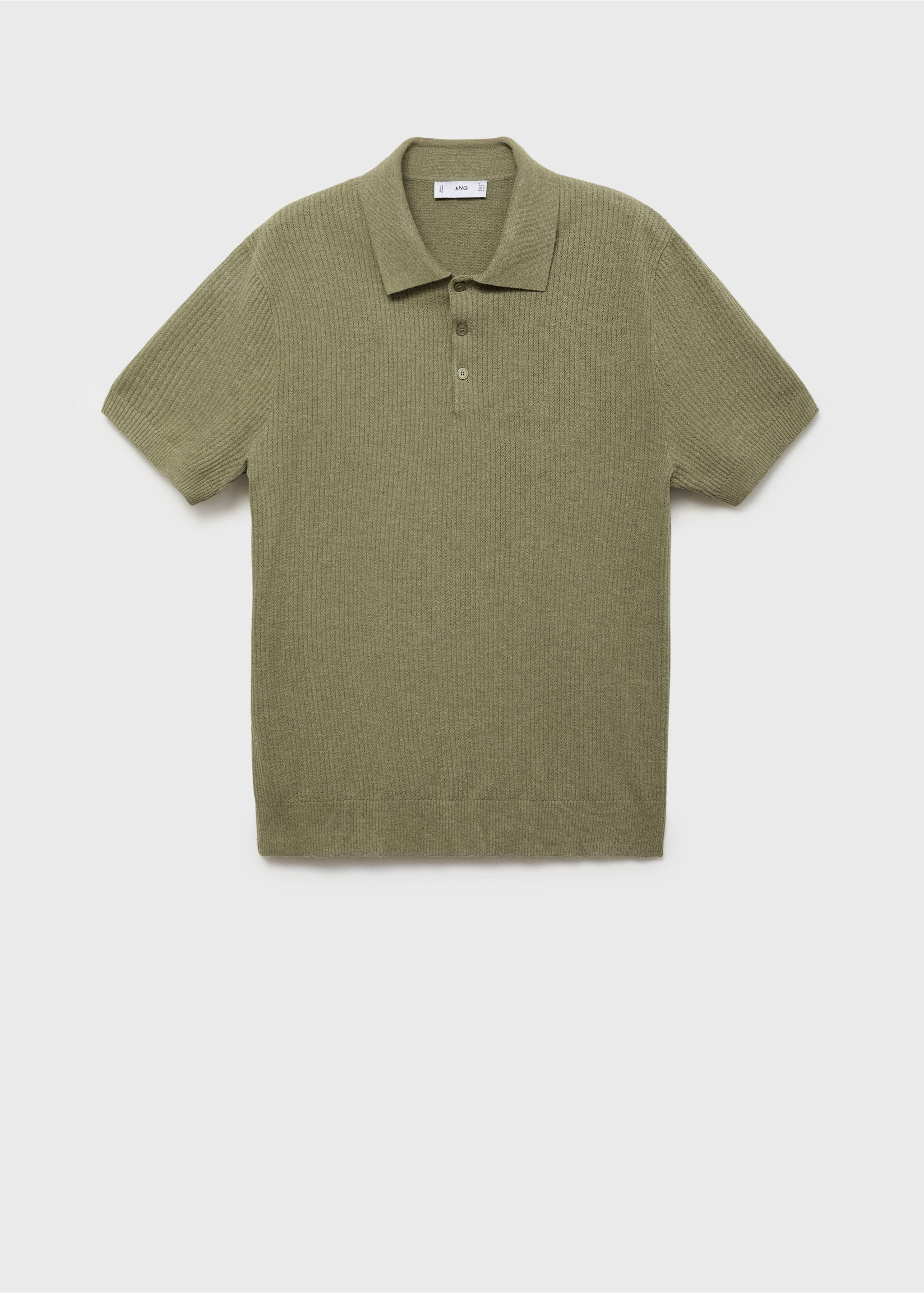 Ribbed knit polo shirt - Article without model, Dark Green. Ref: 17037763-00.