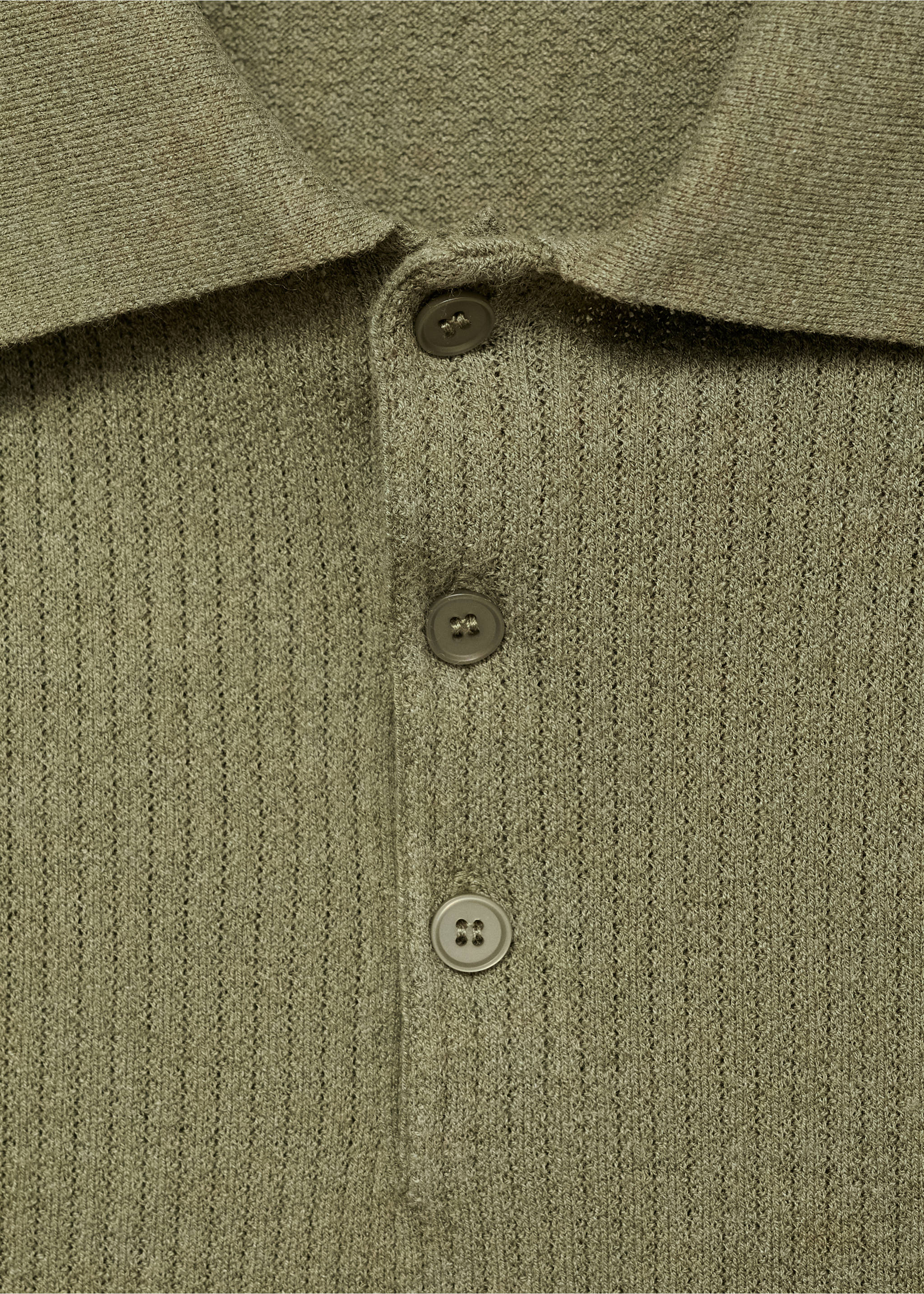 Ribbed knit polo shirt - Details of the article 8, Dark Green. Ref: 17037763-00.