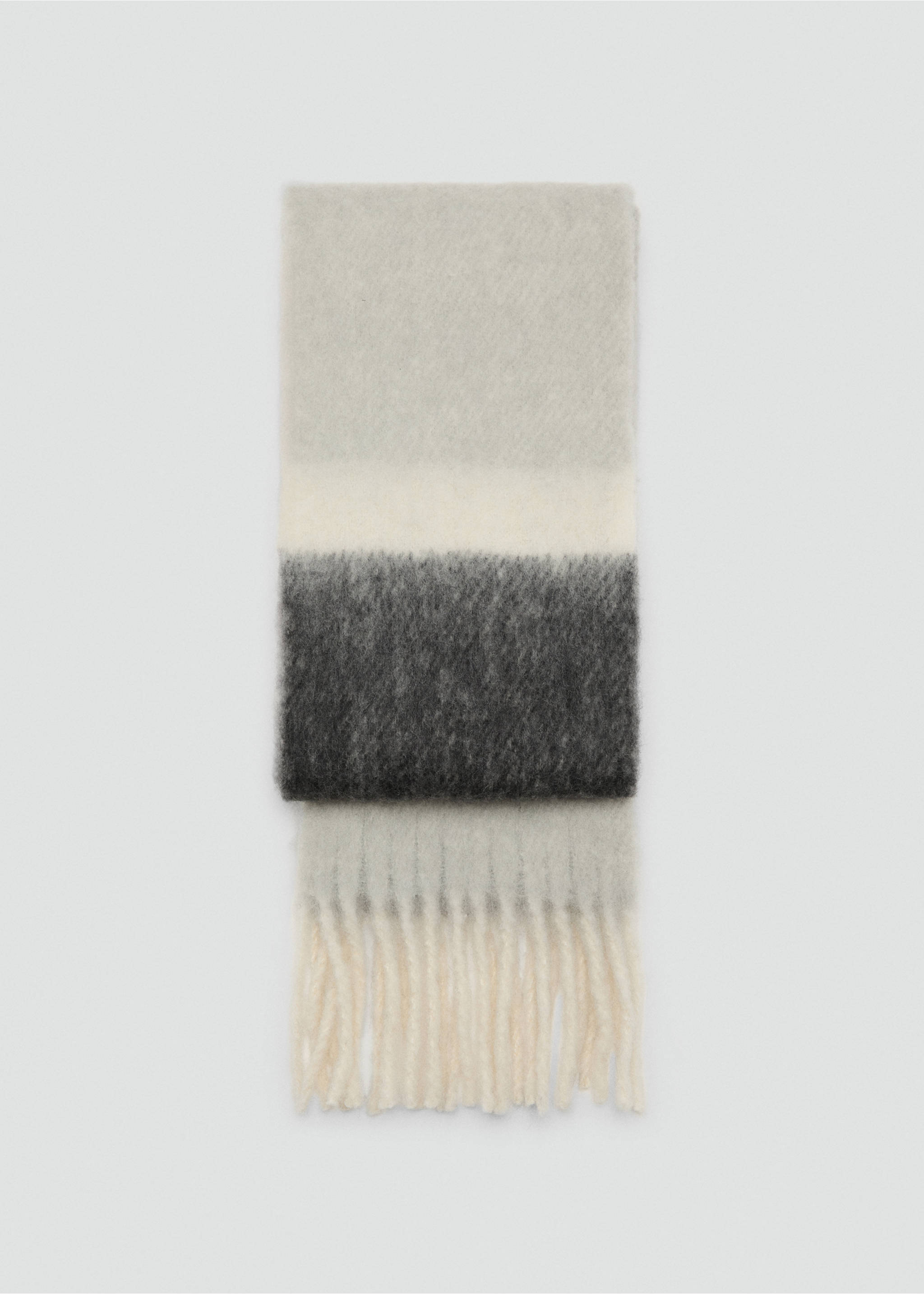Striped scarf with tasselled ends - Article without model, Grey. Ref: 17037765-00.