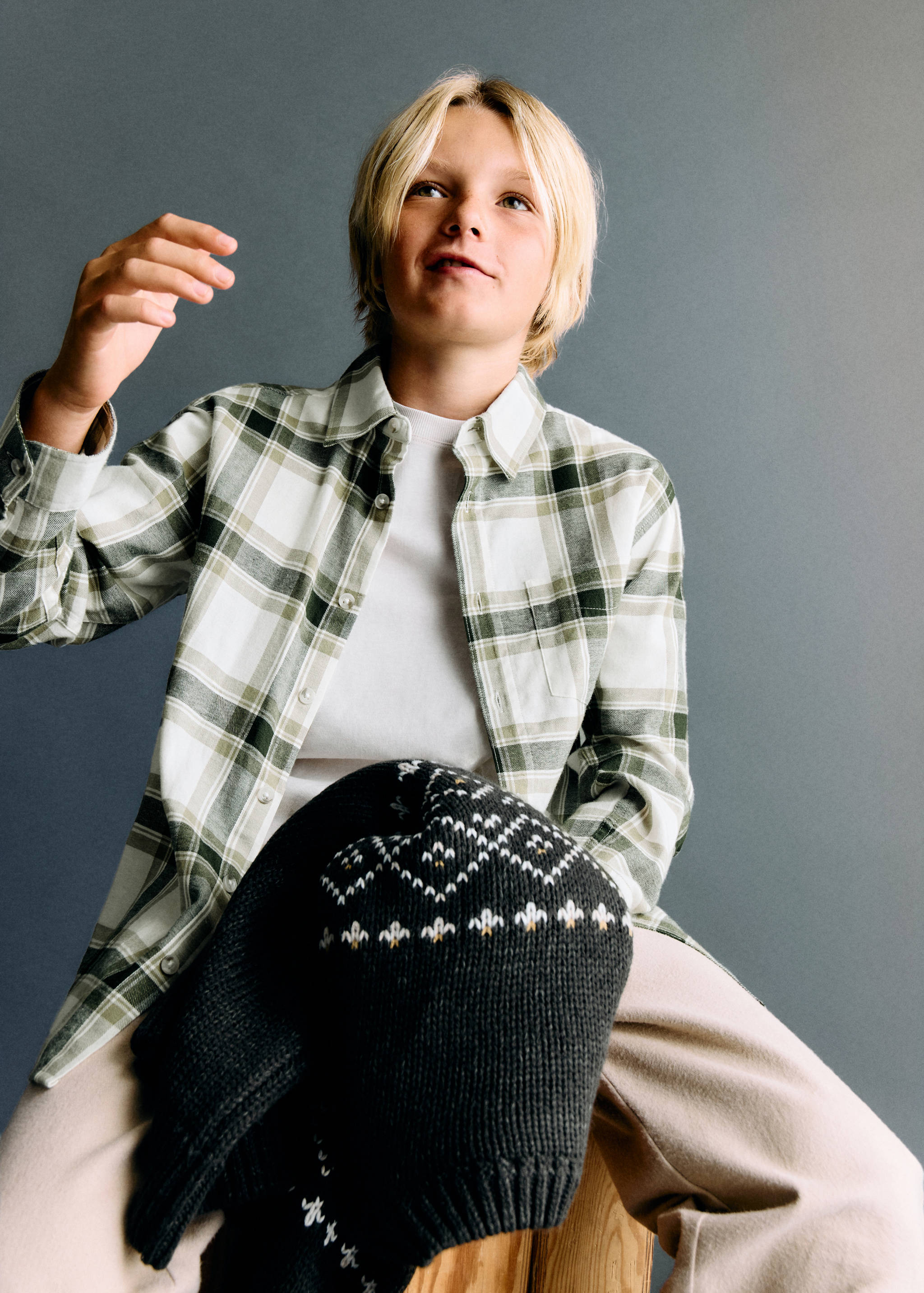 Cotton check shirt - General plane