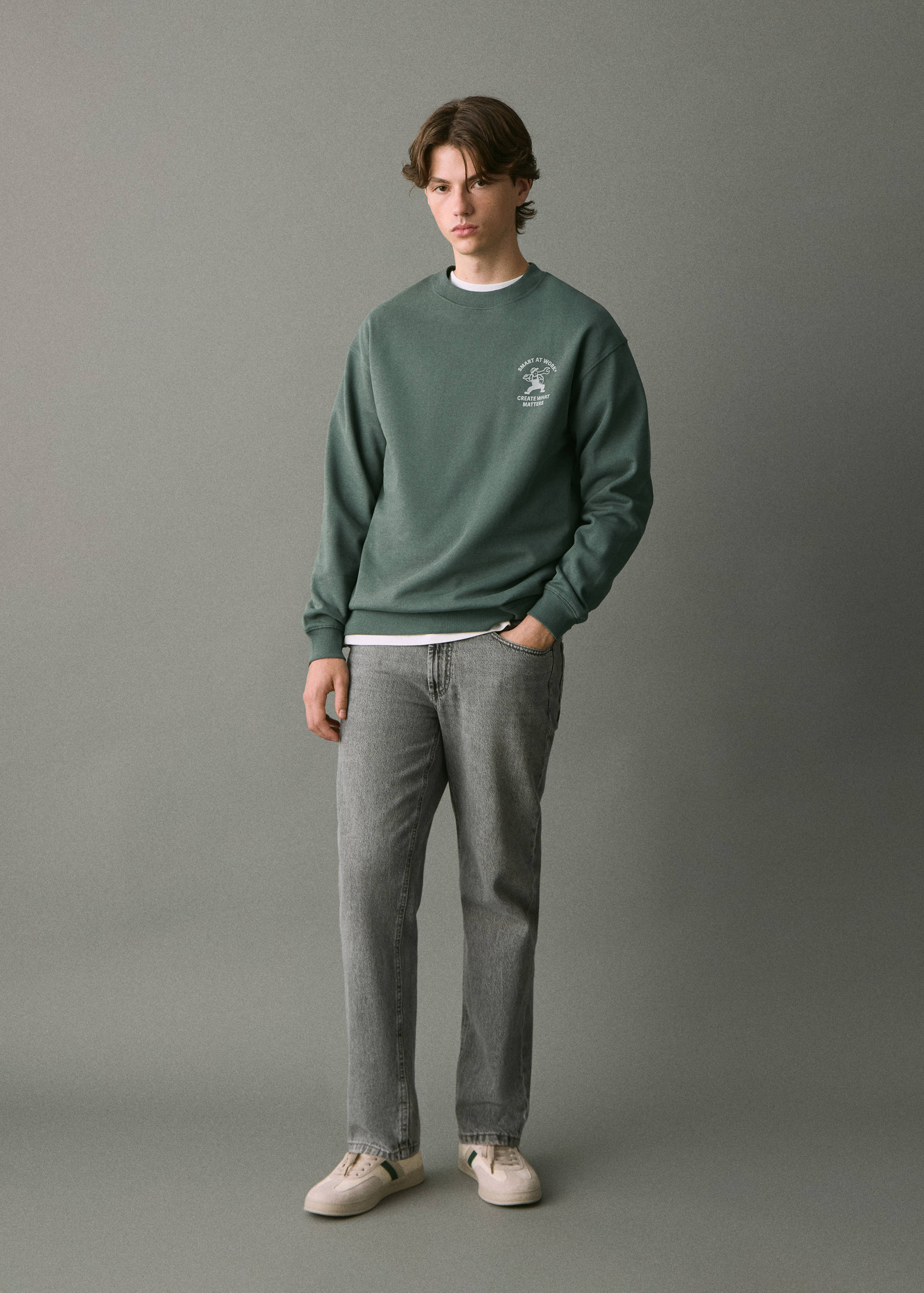 Gemustertes Baumwoll-Sweatshirt - Allgemeine Ansicht