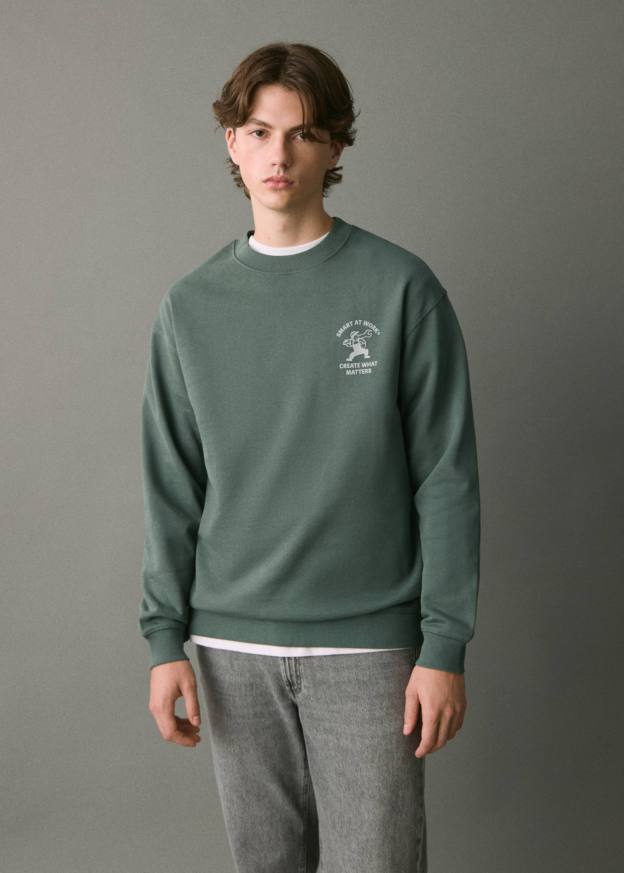 Gemustertes Baumwoll-Sweatshirt - Mittlere Ansicht