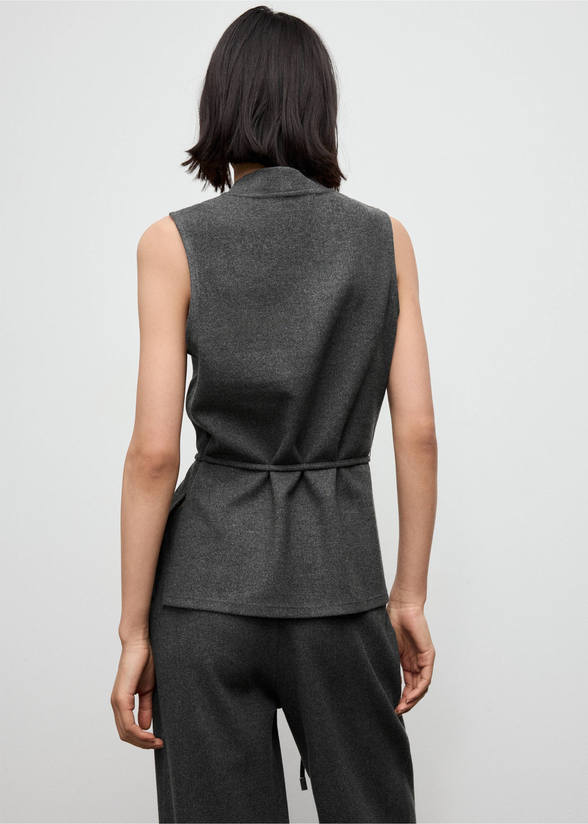 Turtleneck top with belt - Reverse of the article, Medium Heather Grey. Ref: 17037803-00.
