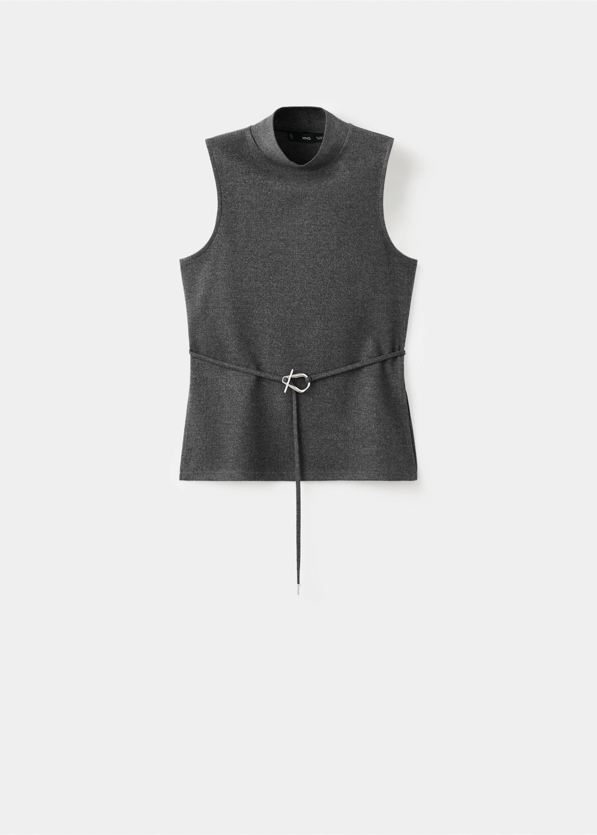 Turtleneck top with belt - Article without model, Medium Heather Grey. Ref: 17037803-00.
