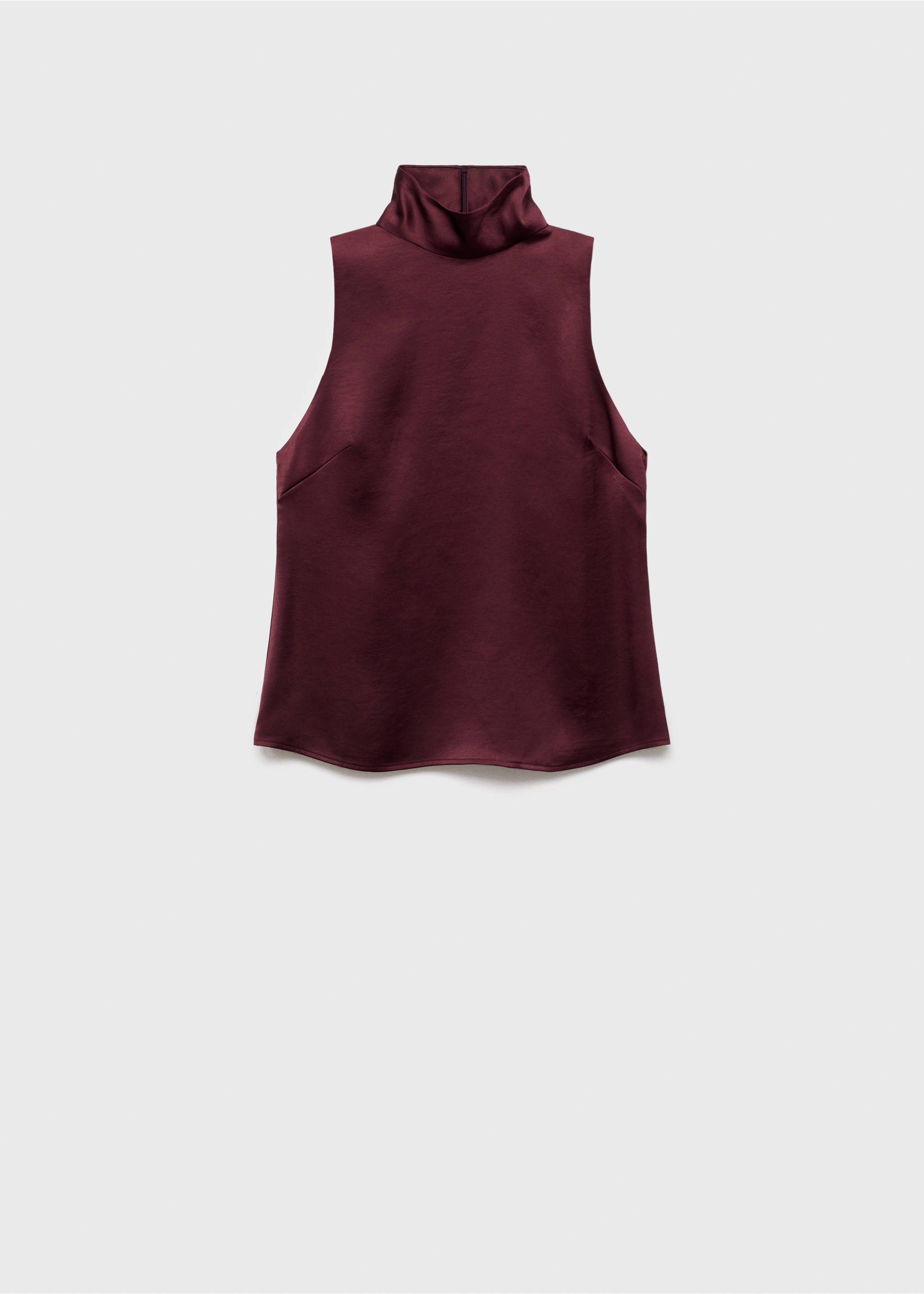 Blusa satinada cuello alto - Artículo sin modelo, Vino. Ref: 17037804-00.