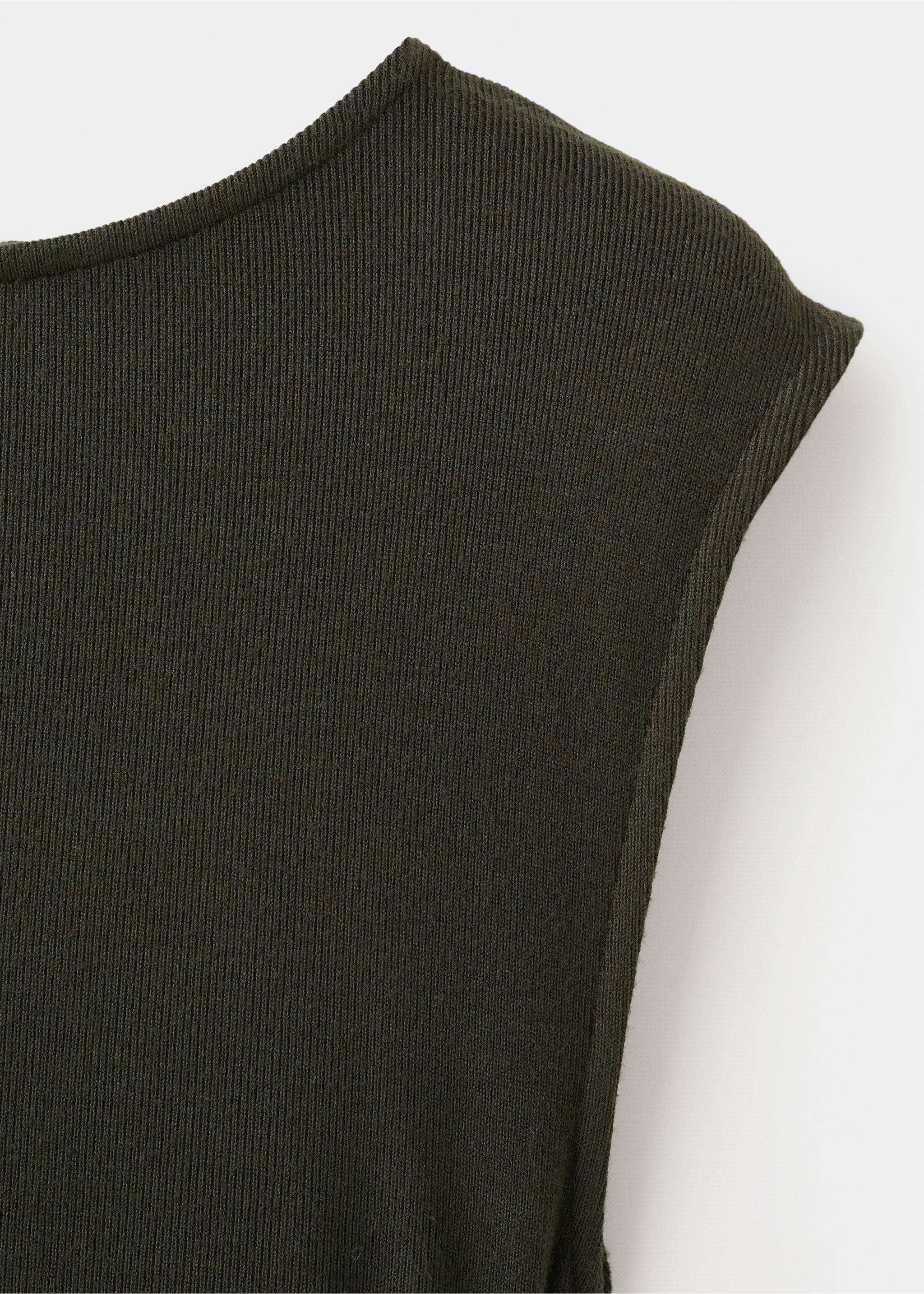 Fine-knit dress with gathered sides - Details of the article 0, Khaki. Ref: 17037805-00.