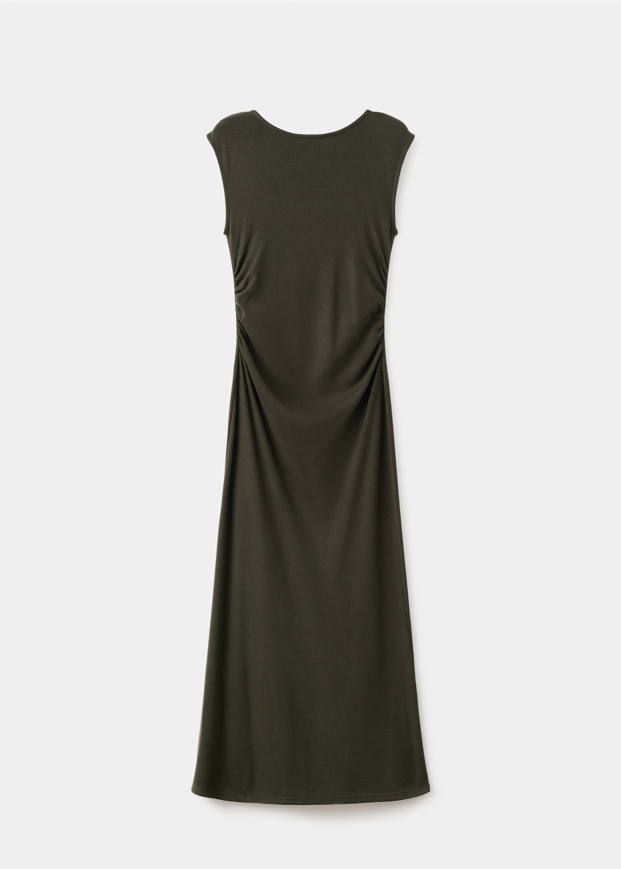 Fine-knit dress with gathered sides - Article without model, Khaki. Ref: 17037805-00.