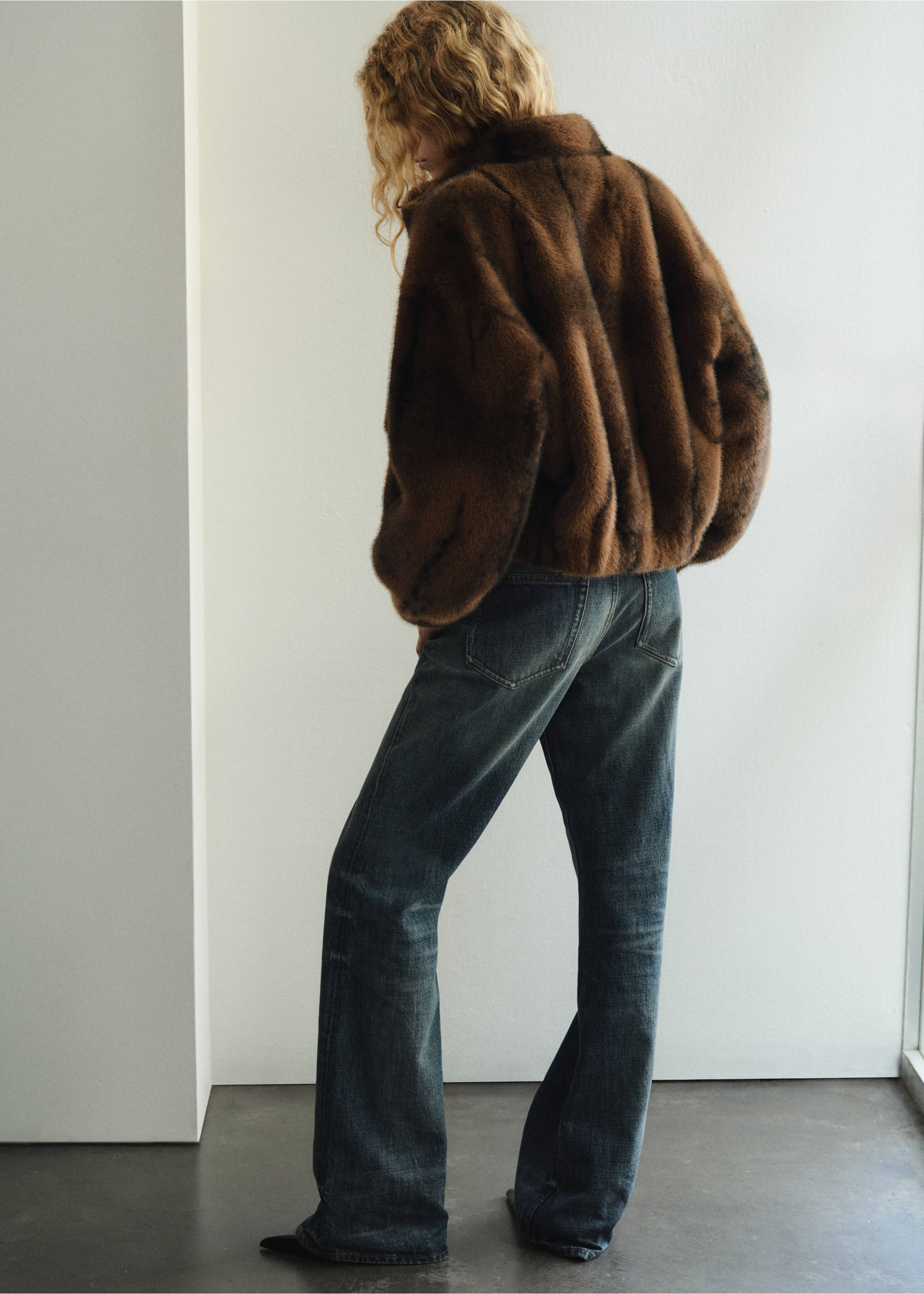 Jean flare taille mi-haute - Verso de l’article, Bleu foncé vintage. Ref: 17037812-00.