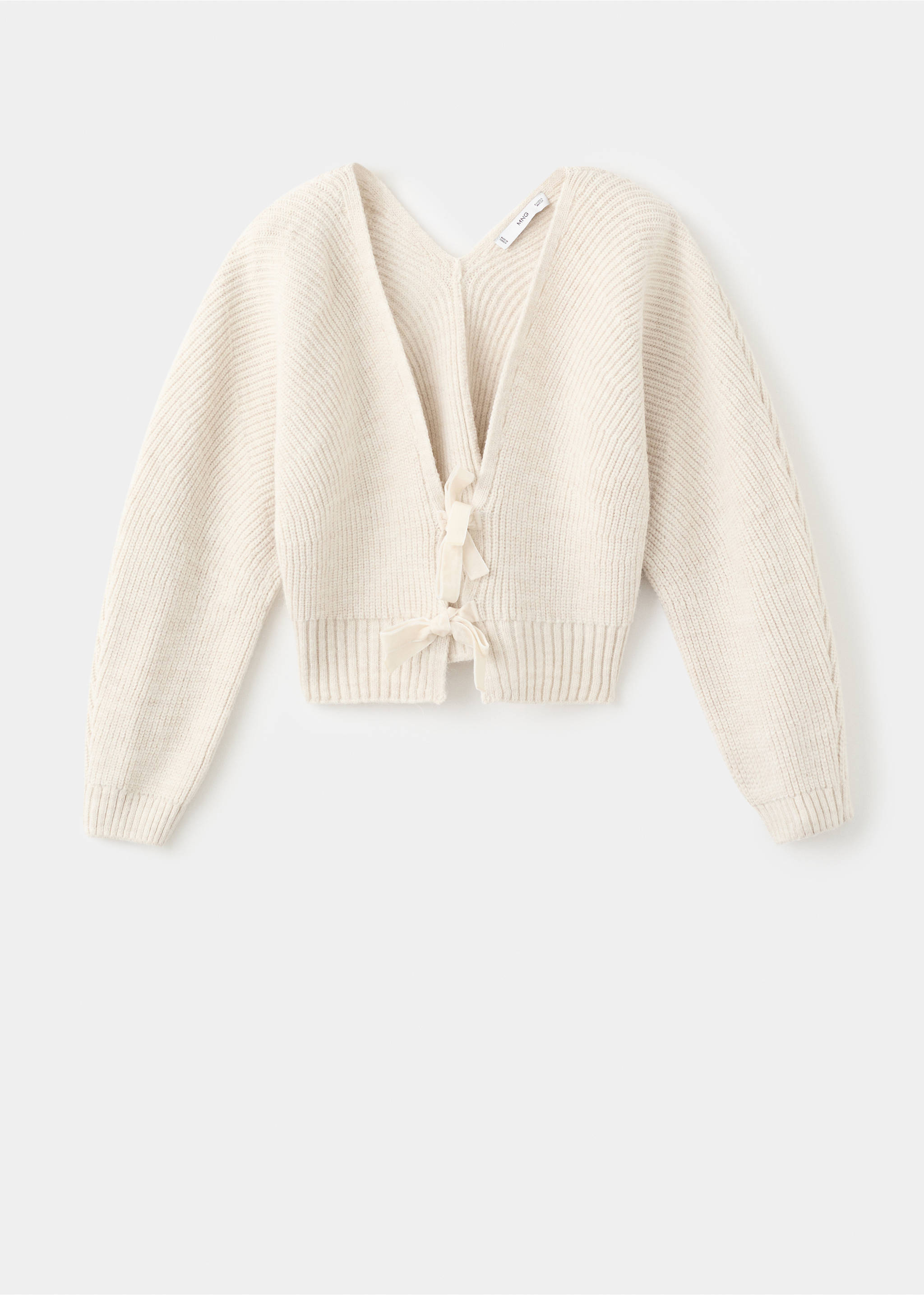 V-neck cardigan with bows - Article without model, Beige. Ref: 17037815-00.