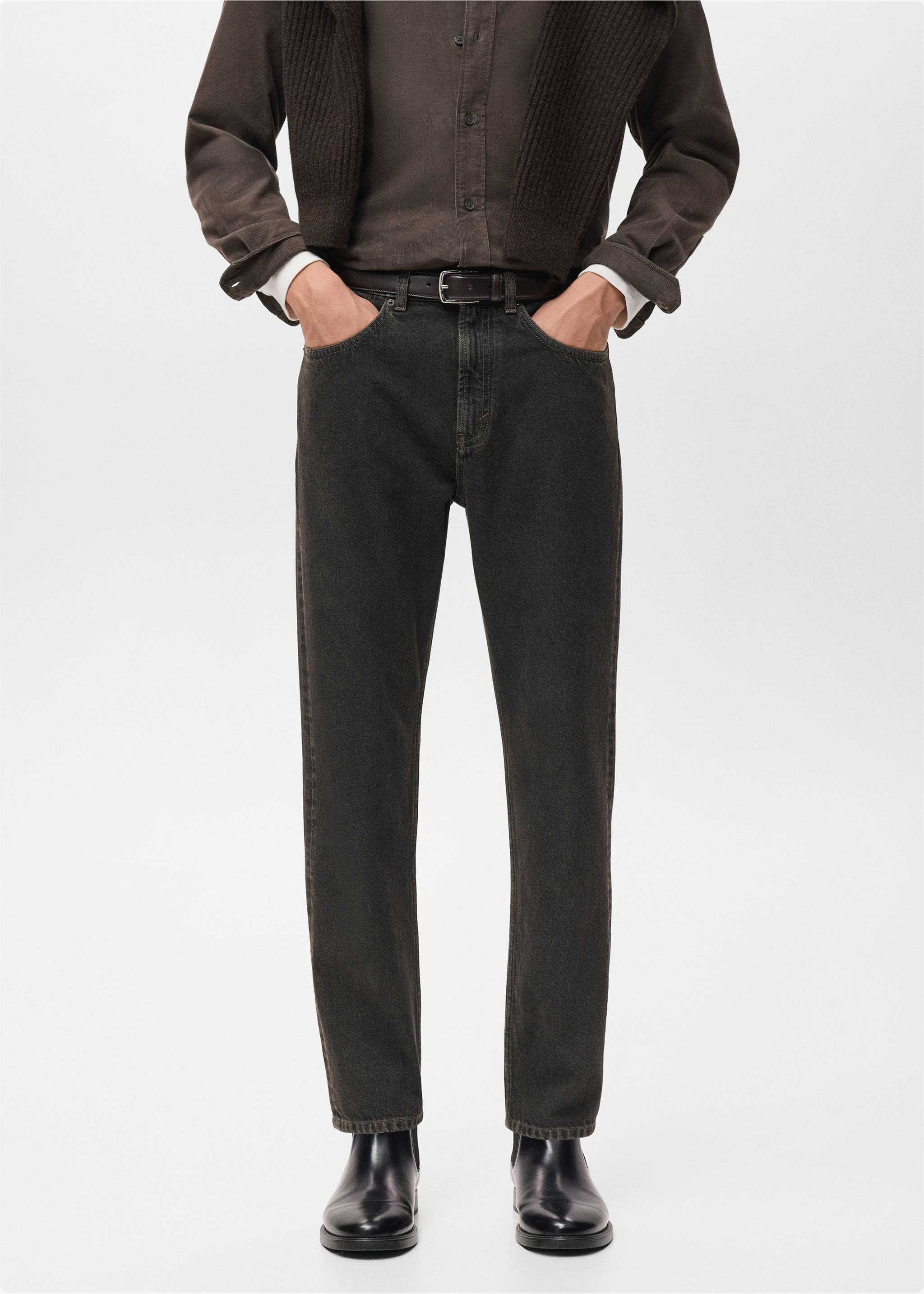 Lori tapered-fit jeans - Medium plane, Brown. Ref: 17037885-00.