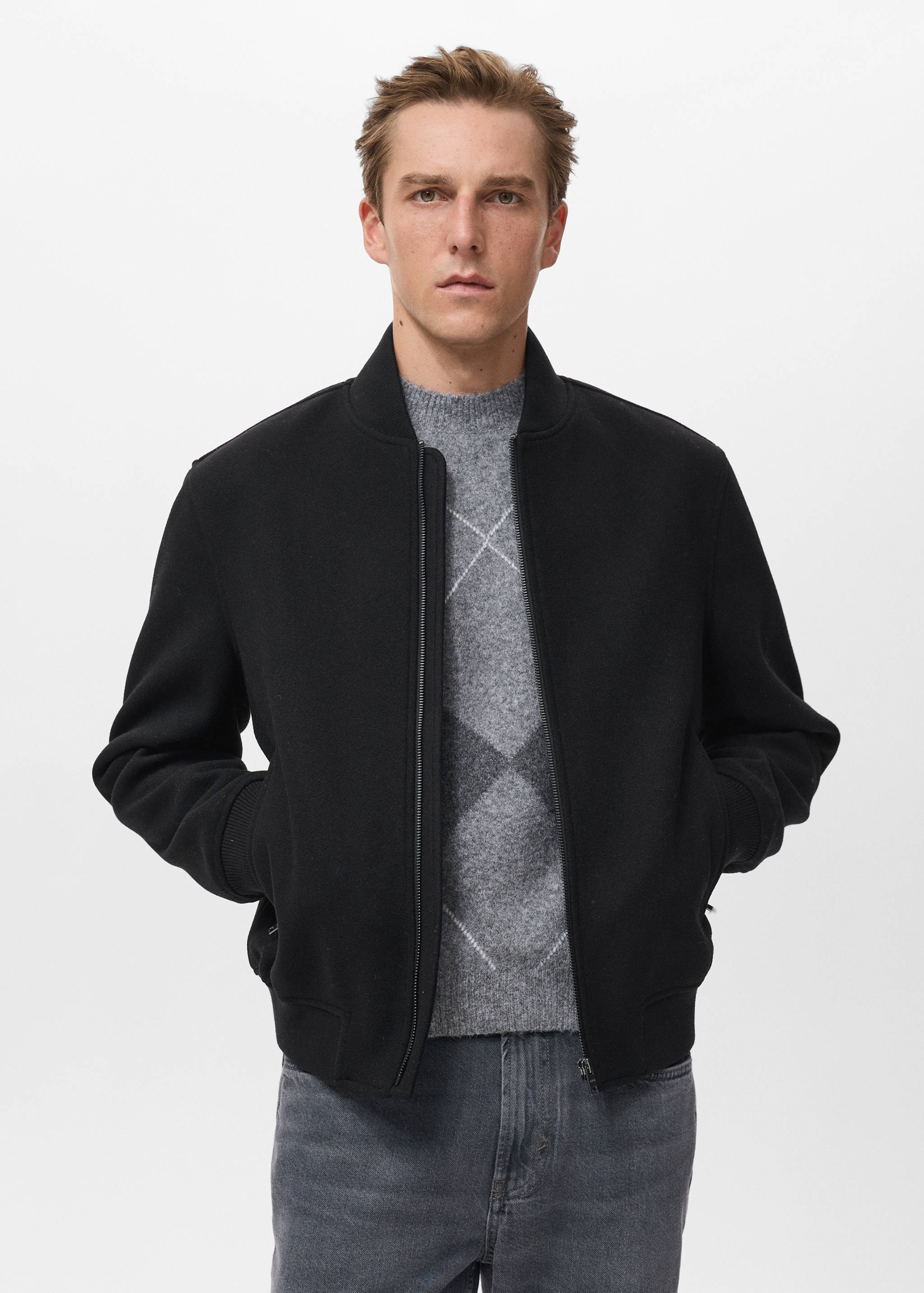 Bomber jacket with zip - Medium plane