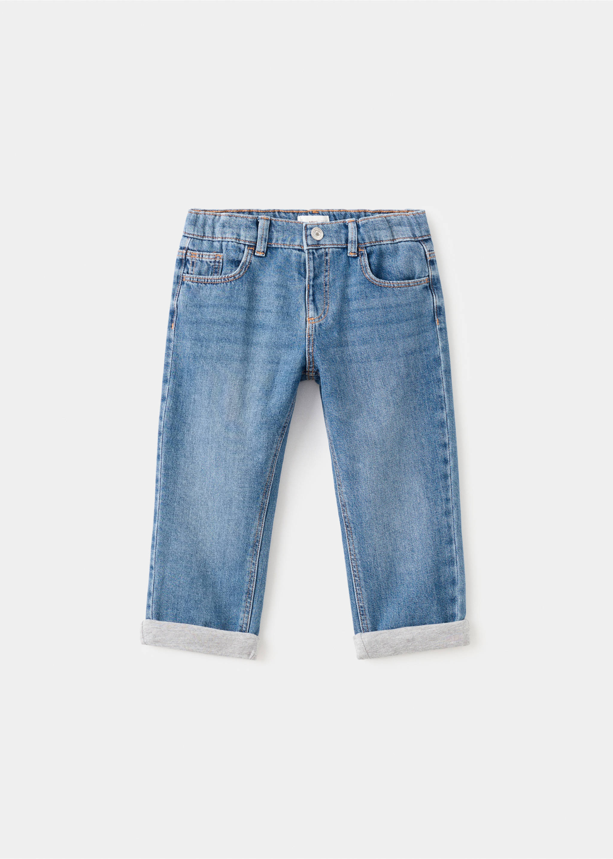 Straight jeans with turn-up - Article without model, Medium Blue. Ref: 17037892-00.