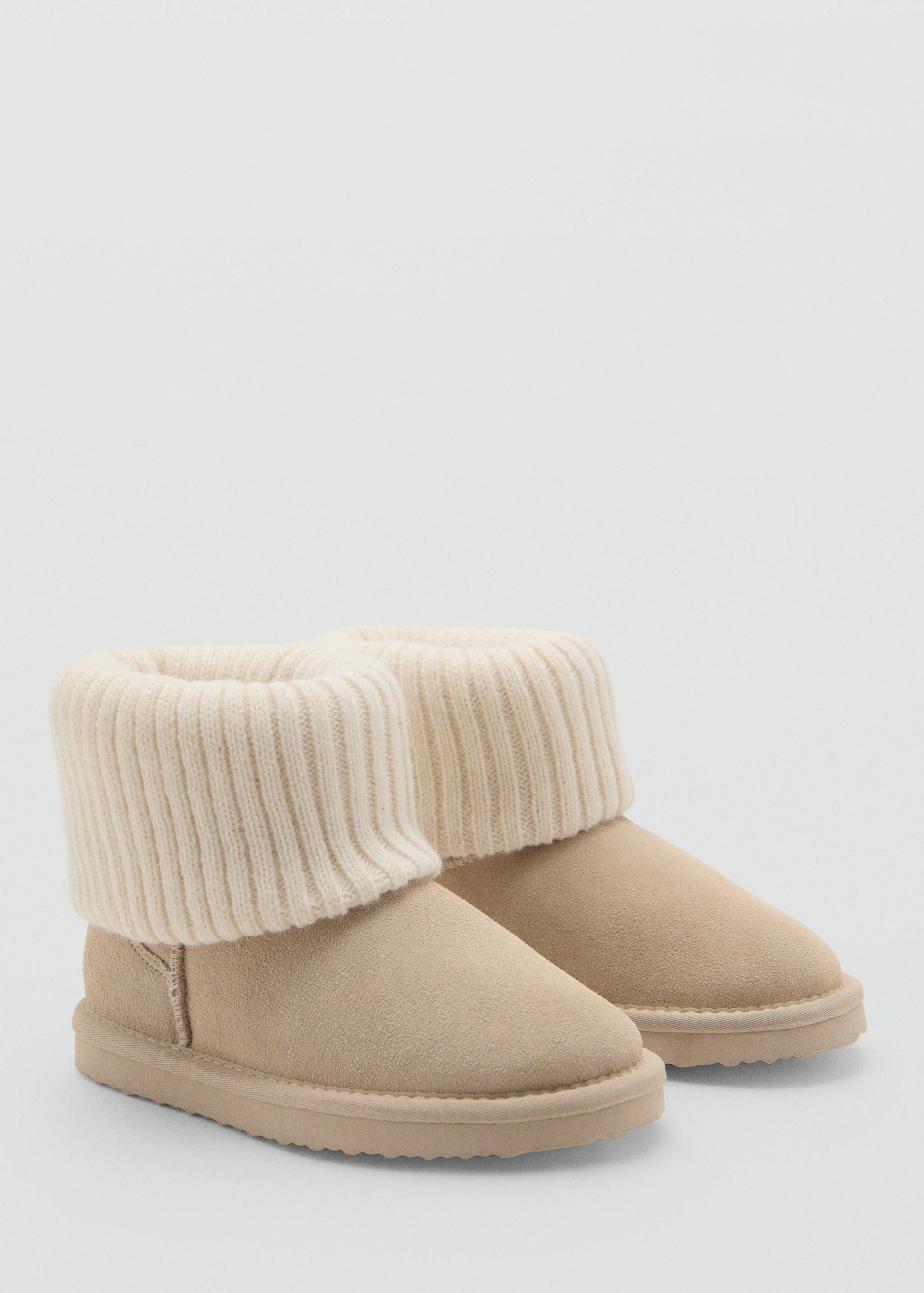 Leather ankle boots with knitted detail - Medium plane