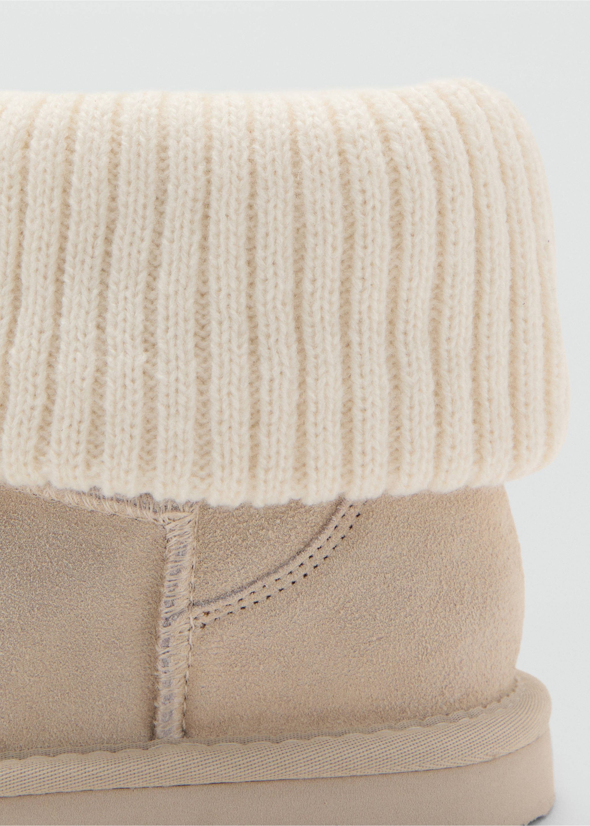 Leather ankle boots with knitted detail - Details of the article 1, Grey. Ref: 17037893-00.