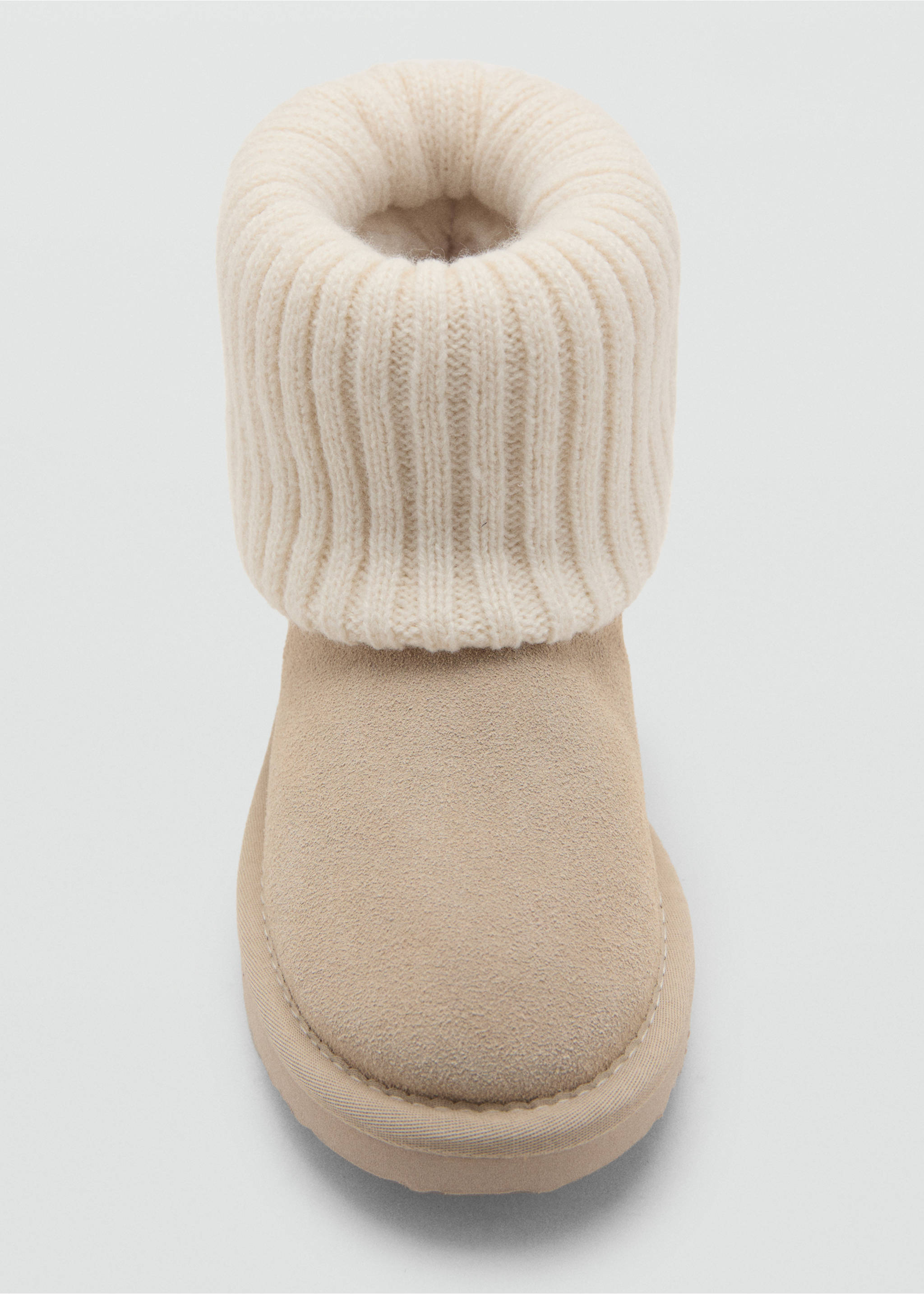 Leather ankle boots with knitted detail - Details of the article 2, Grey. Ref: 17037893-00.