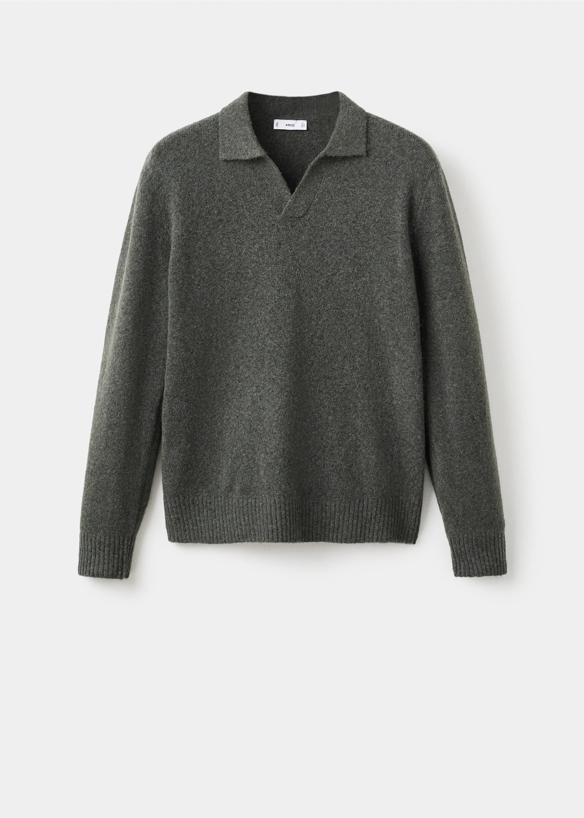 Pull-over polo maille laine mélangée - Article sans modèle, Vert foncé. Ref: 17037897-00.