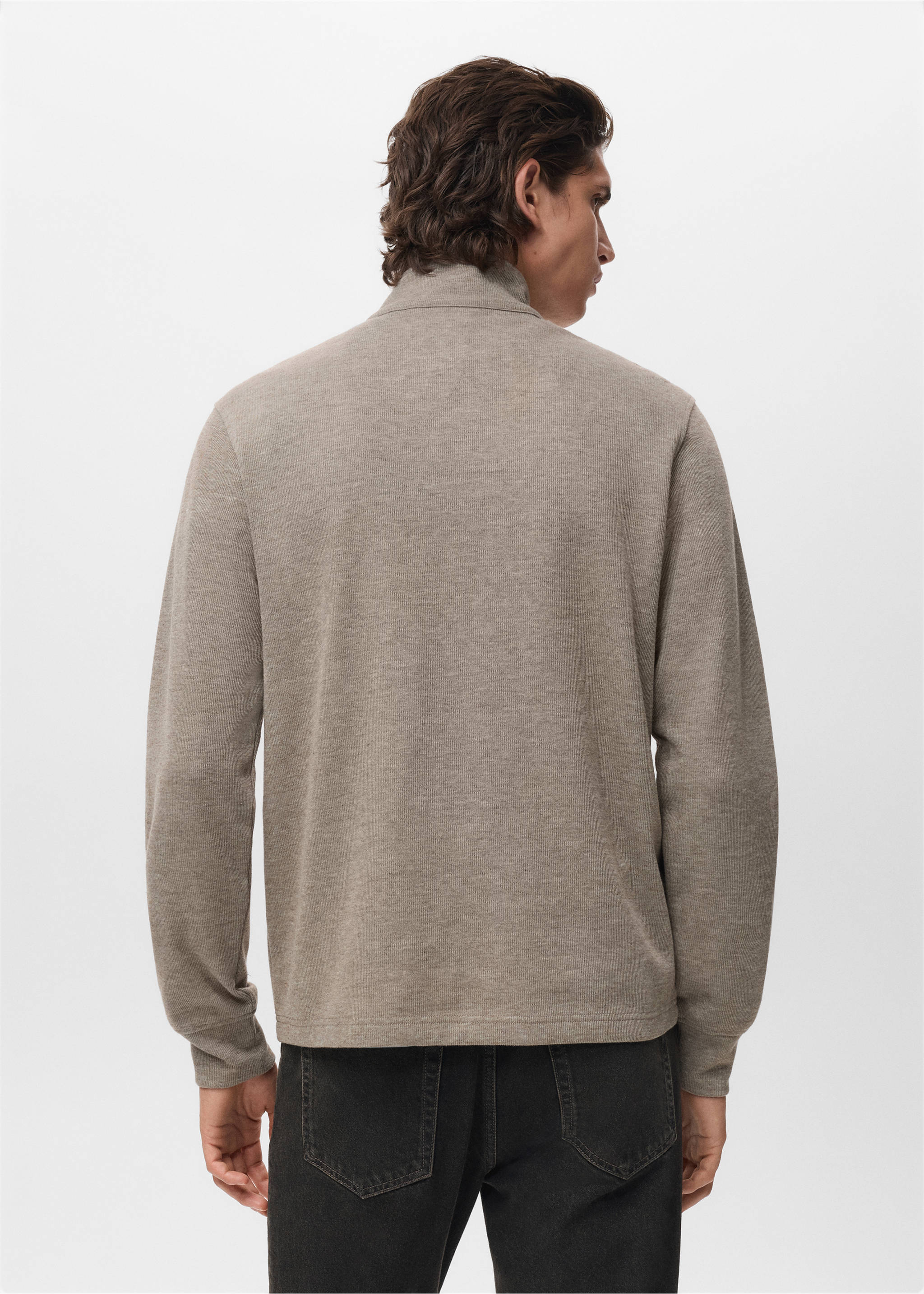 Regular-fit zip-up hoodie - Reverse of the article, Sand. Ref: 17037898-00.