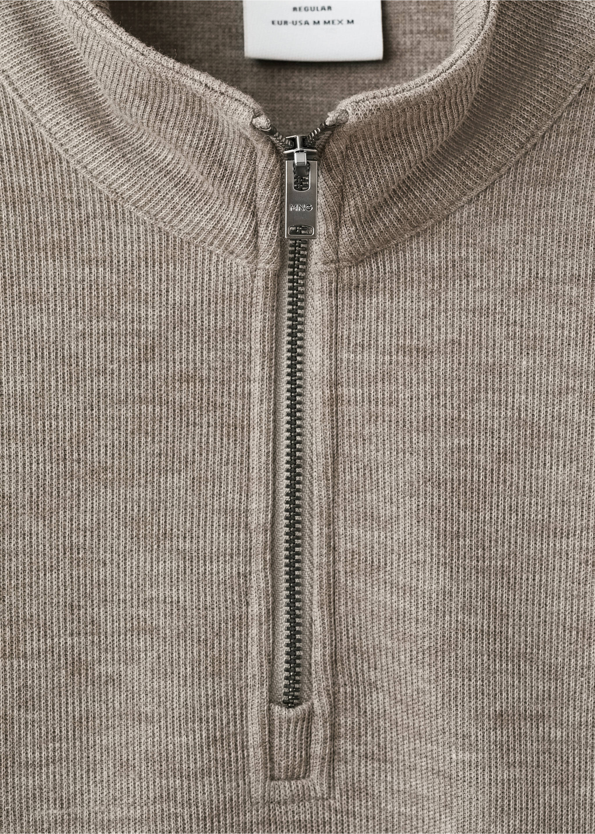 Regular-fit zip-up hoodie - Details of the article 8, Sand. Ref: 17037898-00.