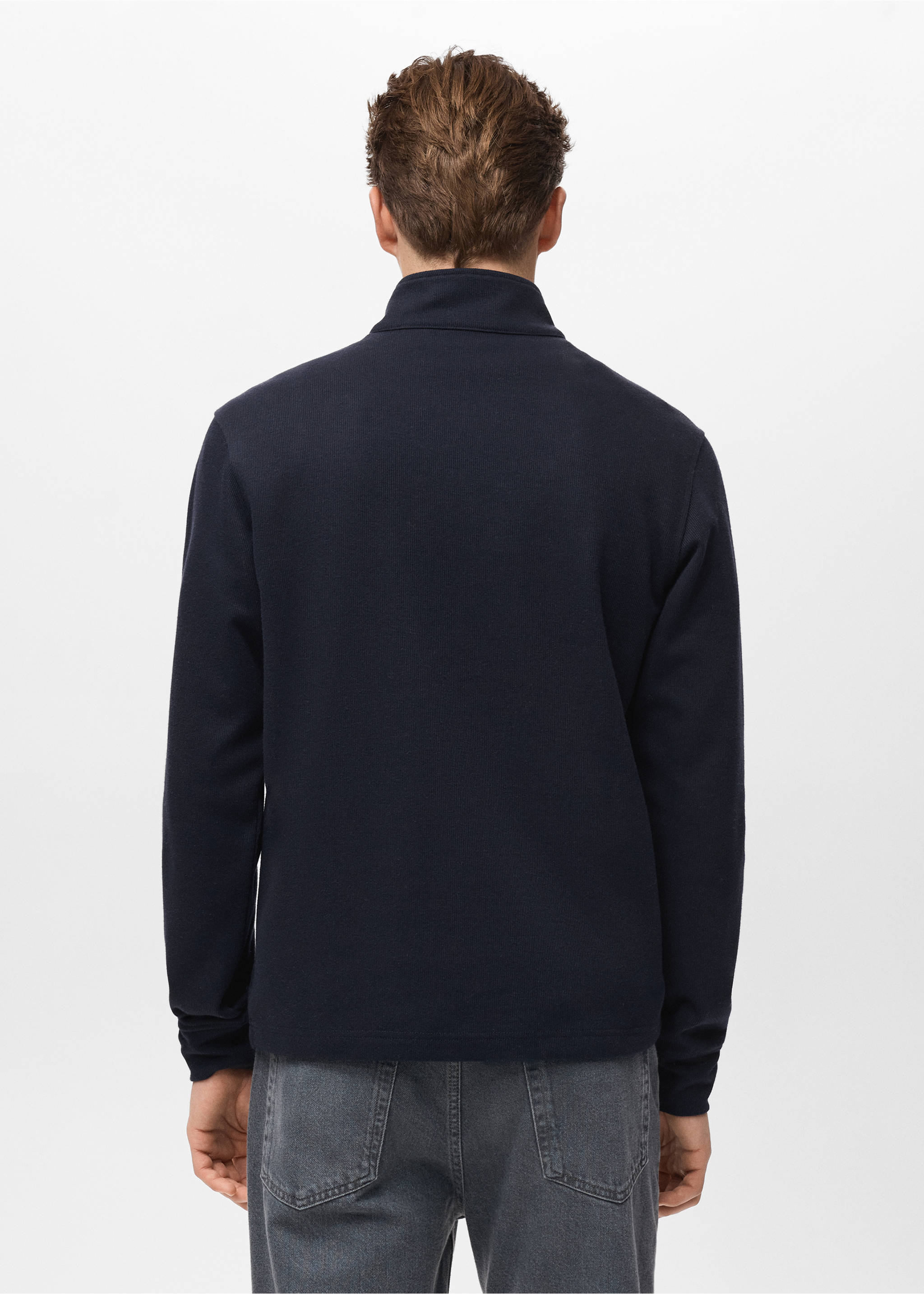 Regular-fit zip-up hoodie - Reverse of the article, Navy. Ref: 17037898-00.