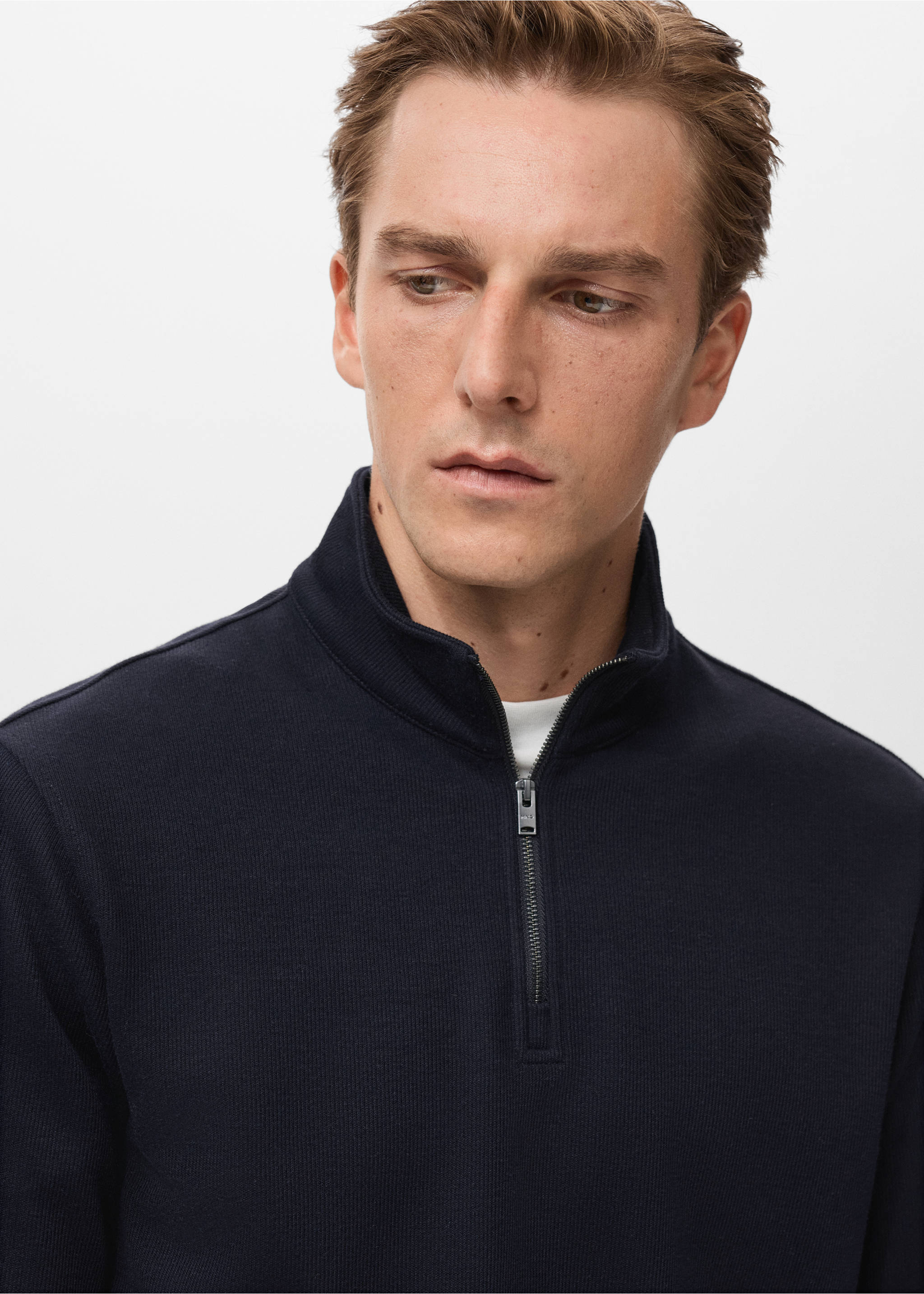 Regular-fit zip-up hoodie - Details of the article 1, Navy. Ref: 17037898-00.