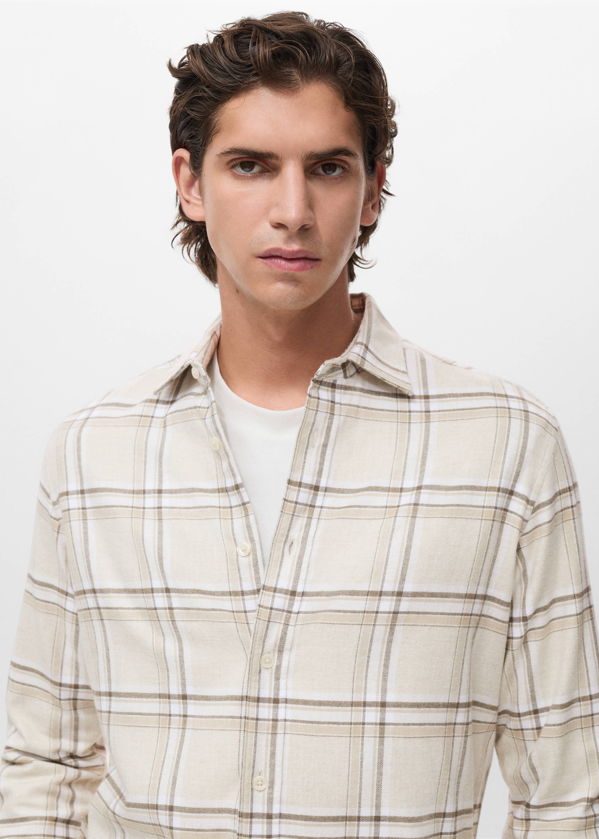 100% cotton flannel checkered shirt - Details of the article 1