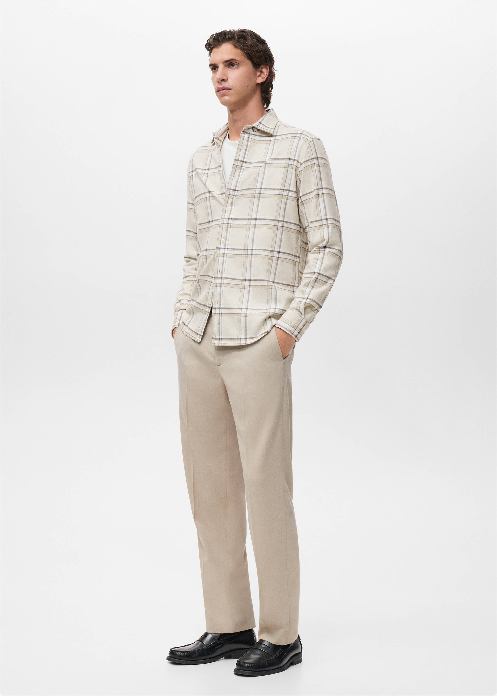 100% cotton flannel checkered shirt - Details of the article 2