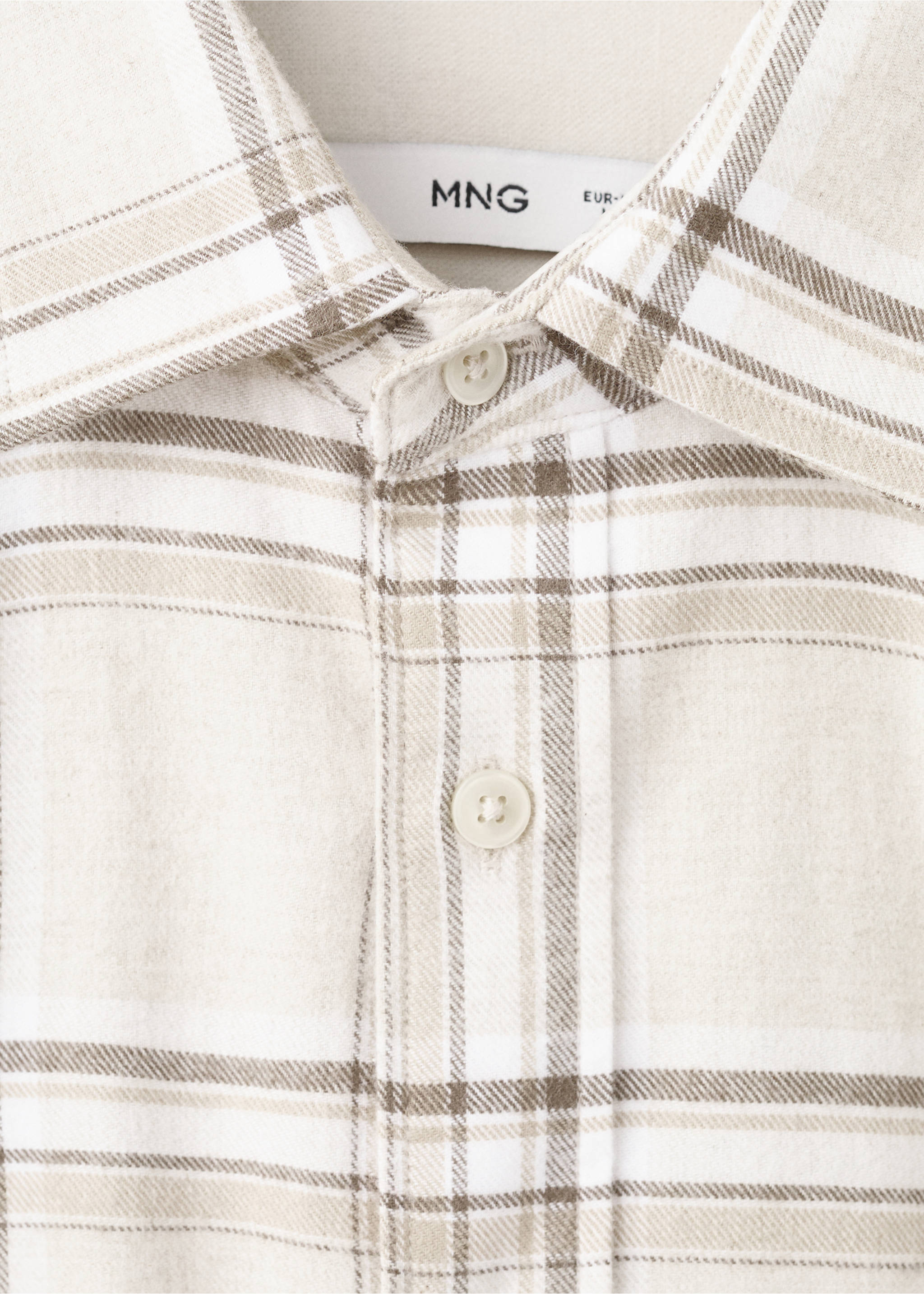 100% cotton flannel checkered shirt - Details of the article 8, Ecru. Ref: 17037900-00.