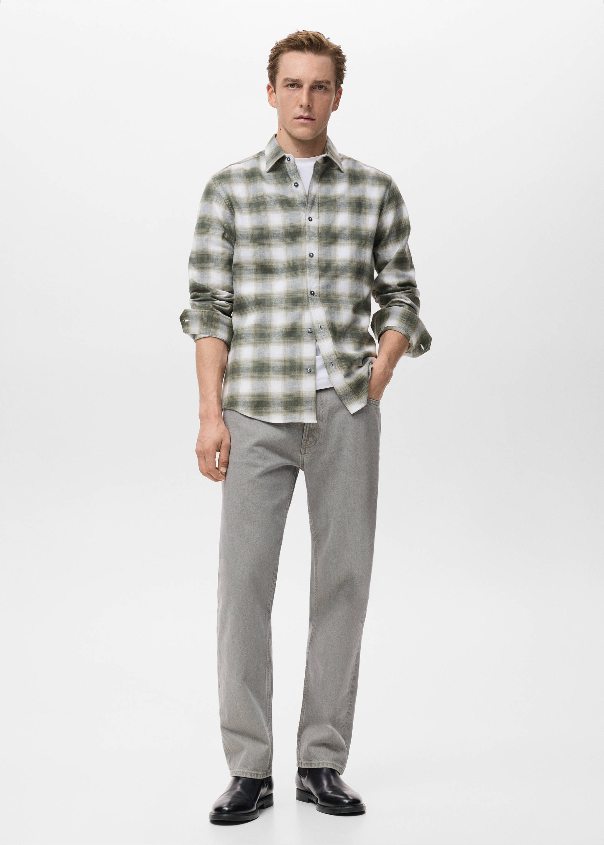 100% cotton flannel checkered shirt - General plane, Dark Green. Ref: 17037900-00.