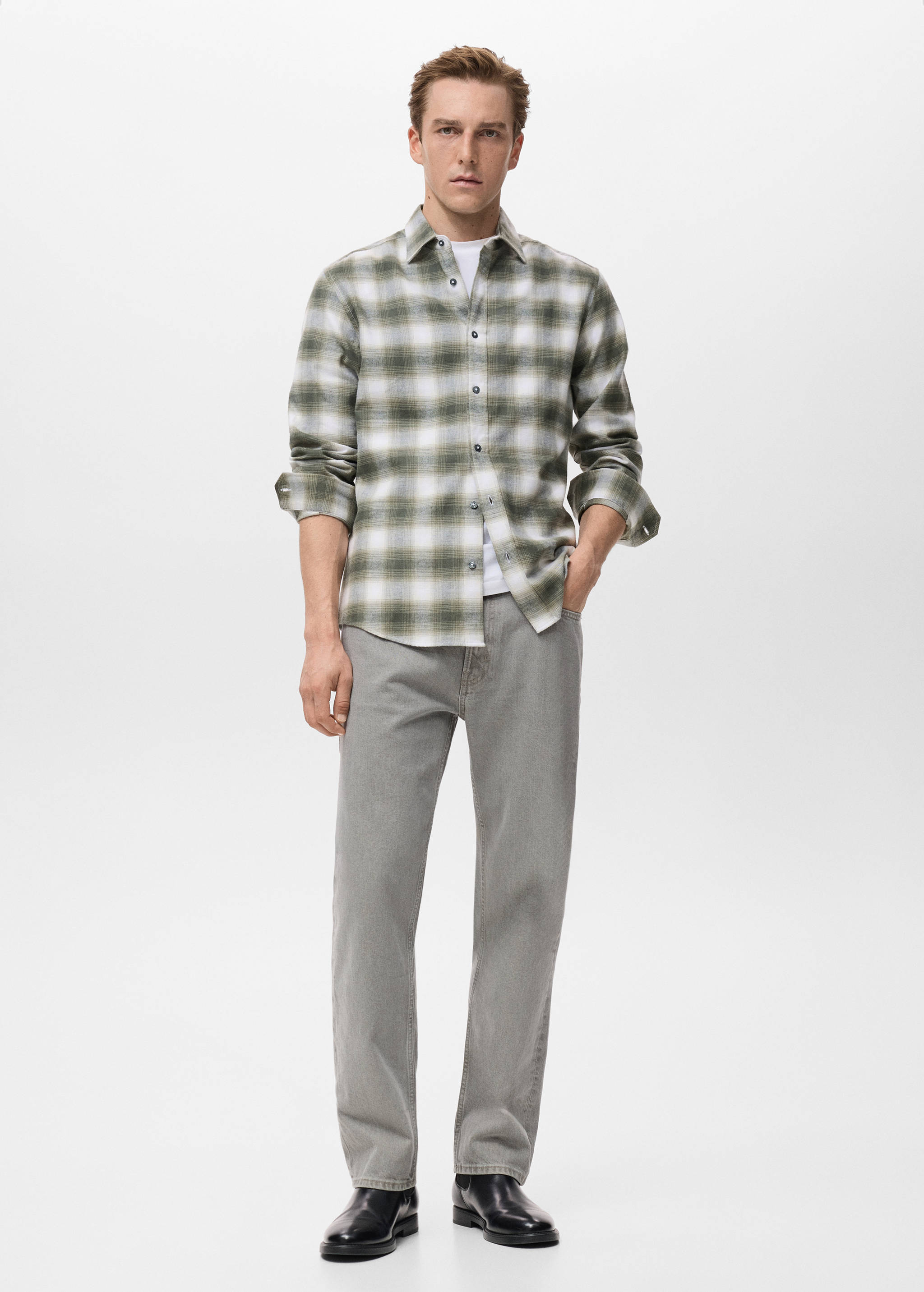 100% cotton flannel checkered shirt - General plane