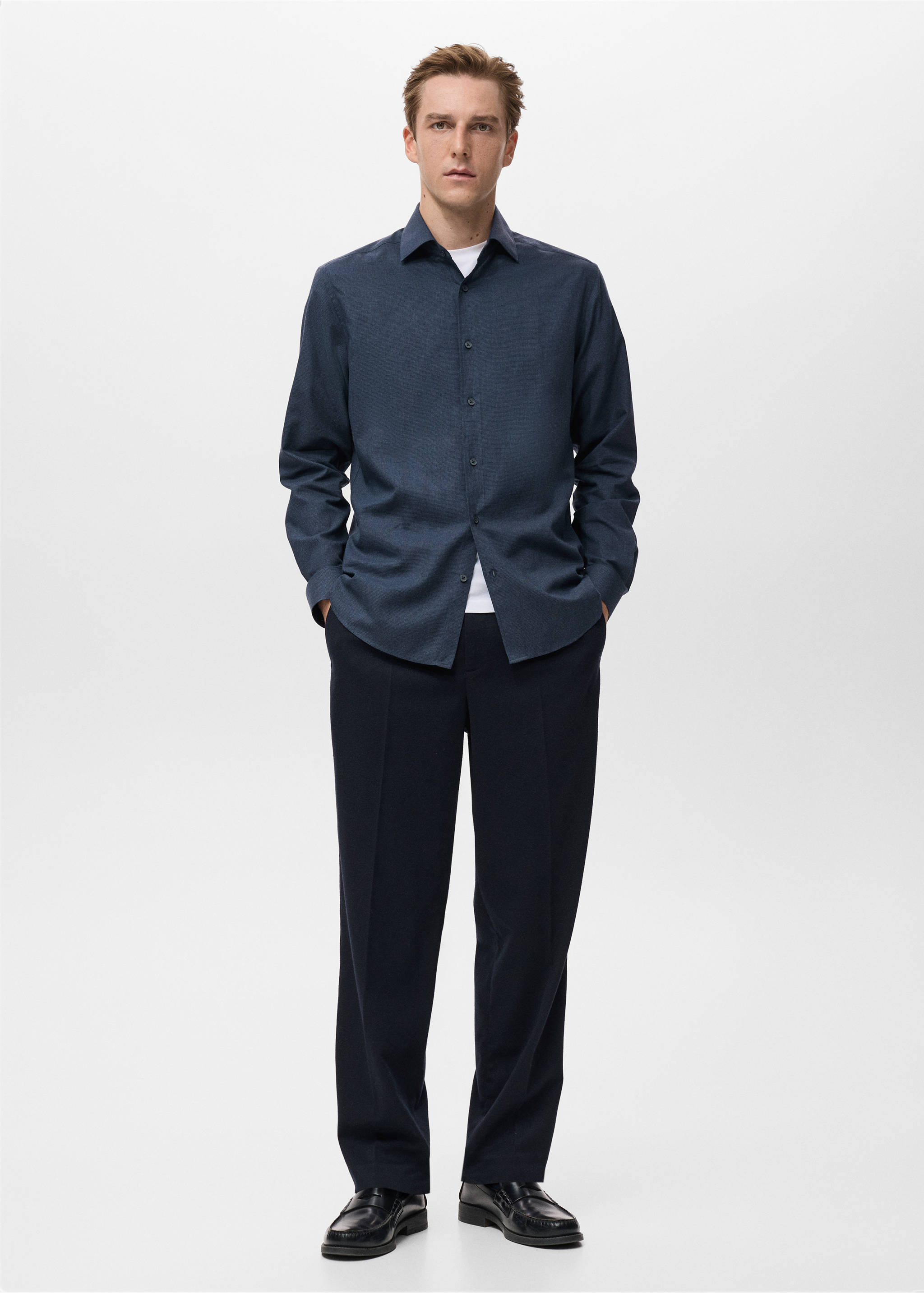 100% cotton flannel regular-fit shirt - General plane, Navy. Ref: 17037908-00.