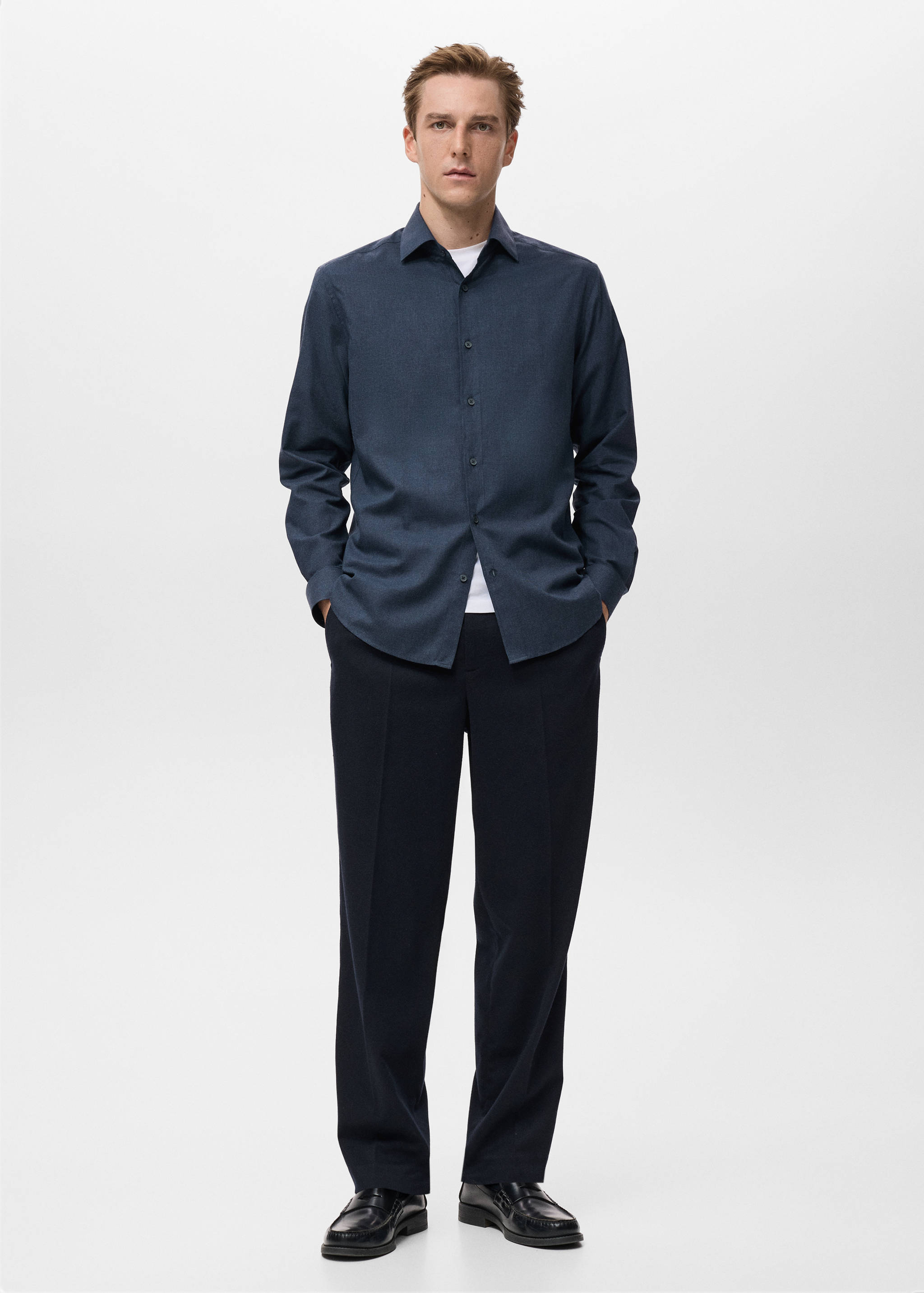 100% cotton flannel regular-fit shirt - General plane