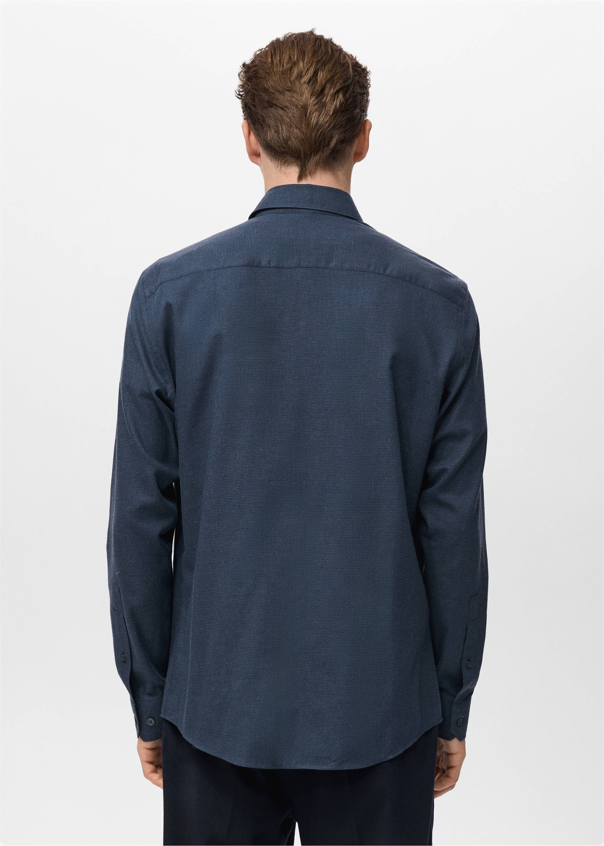 100% cotton flannel regular-fit shirt - Reverse of the article, Navy. Ref: 17037908-00.