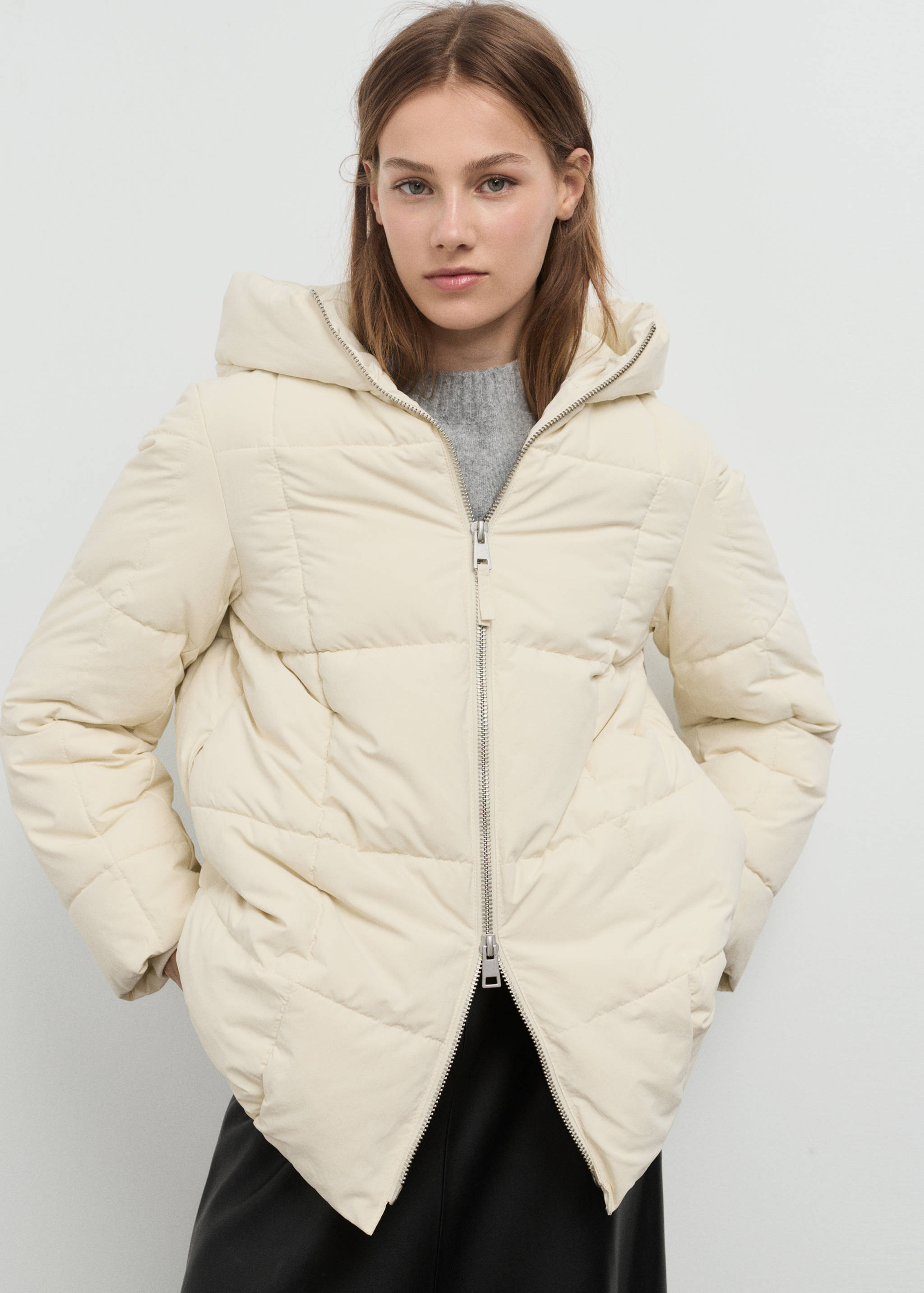 Hood puffer coat - Medium plane