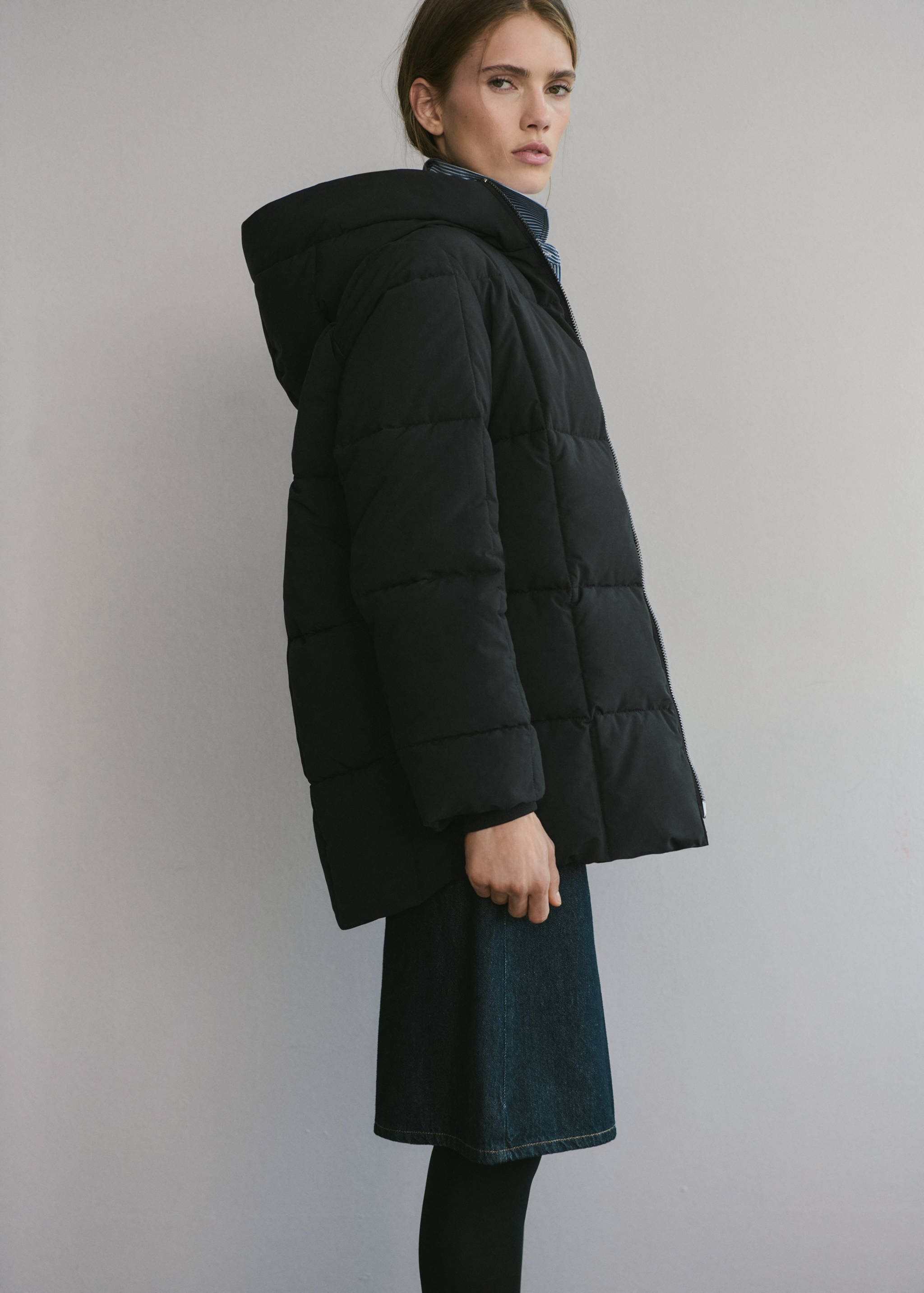 Hood puffer coat - Medium plane