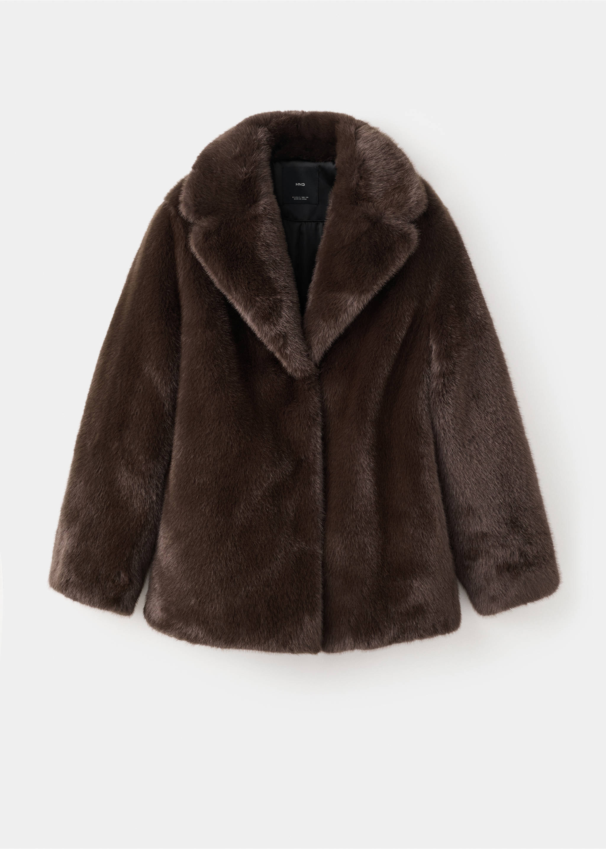 Faux-fur coat with lapels - Article without model, Beige. Ref: 17038269-00.