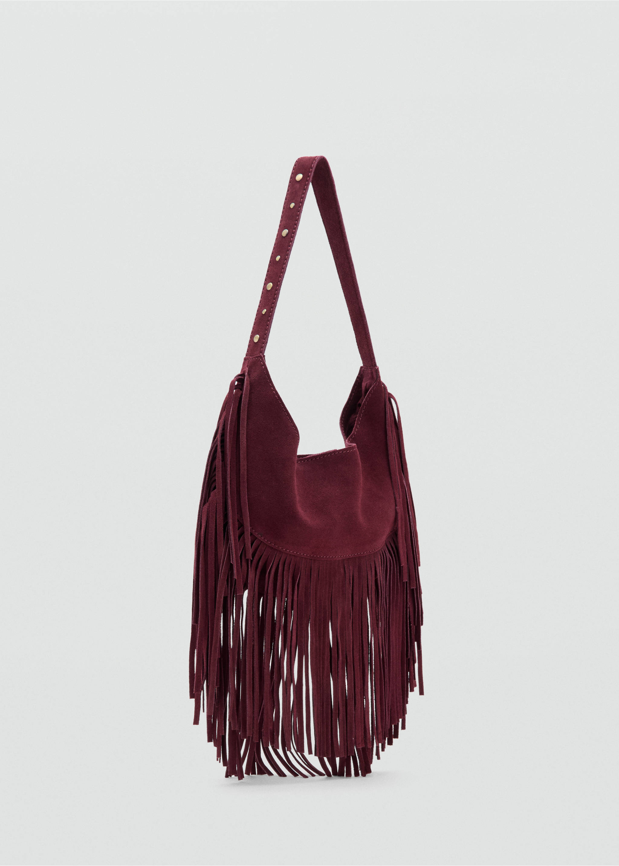 Fringe leather bag - Medium plane, Burgundy. Ref: 17038270-00.