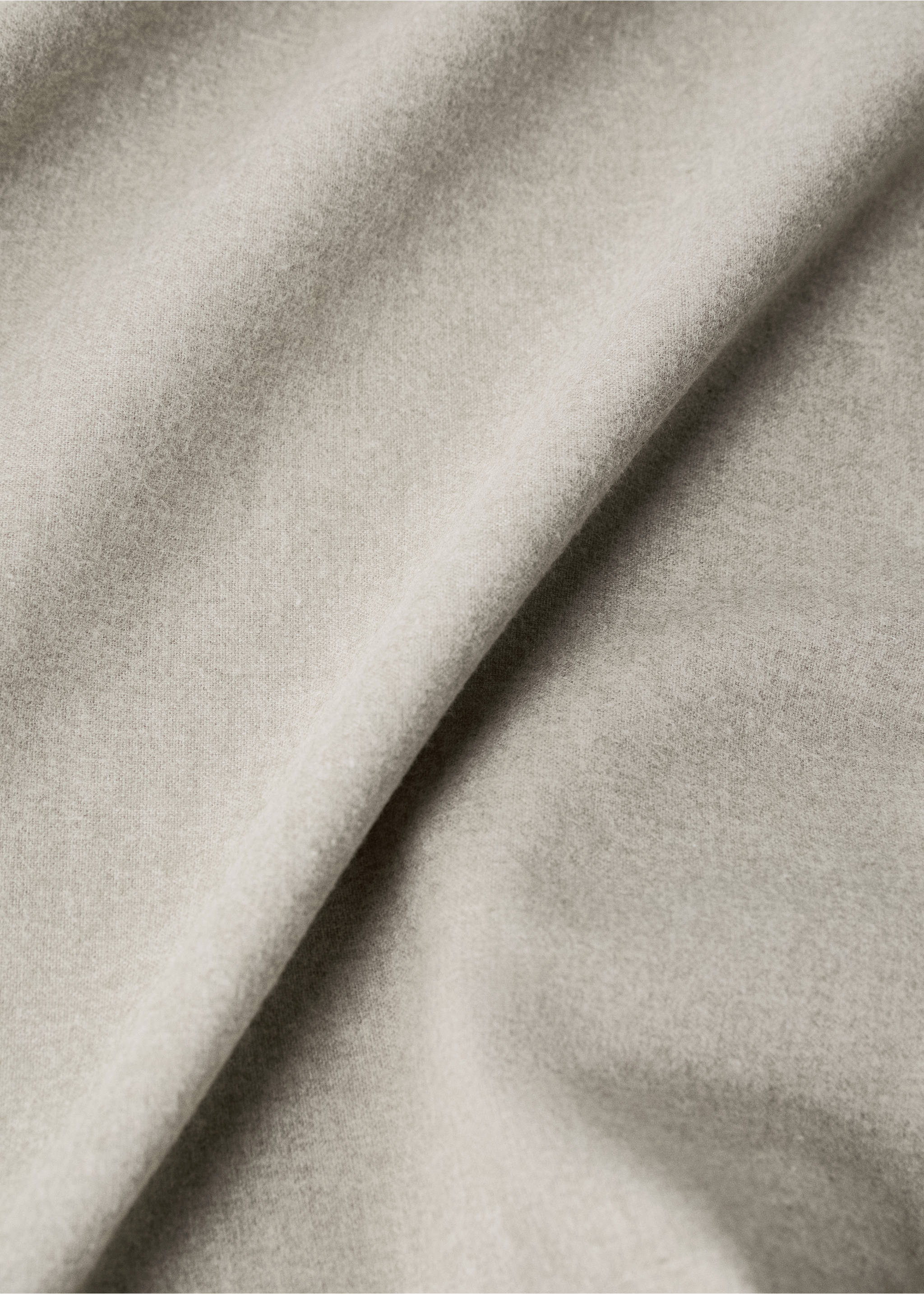 Flannel cotton melange-yarn fitted sheet for 180 cm bed - Details of the article 2, Beige. Ref: 17038279-00.