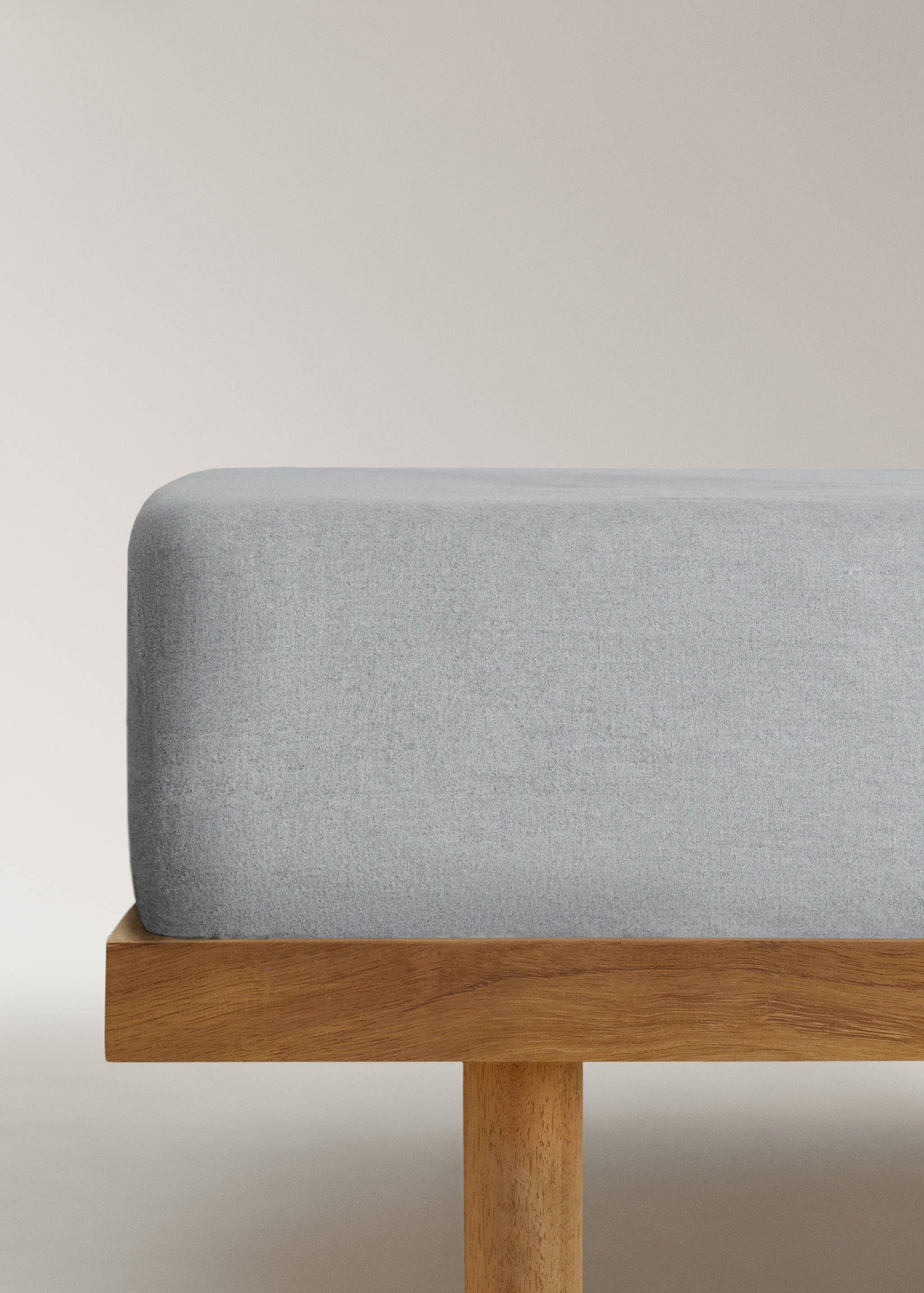 Flannel cotton melange-yarn fitted sheet for 180 cm bed - Article without model
