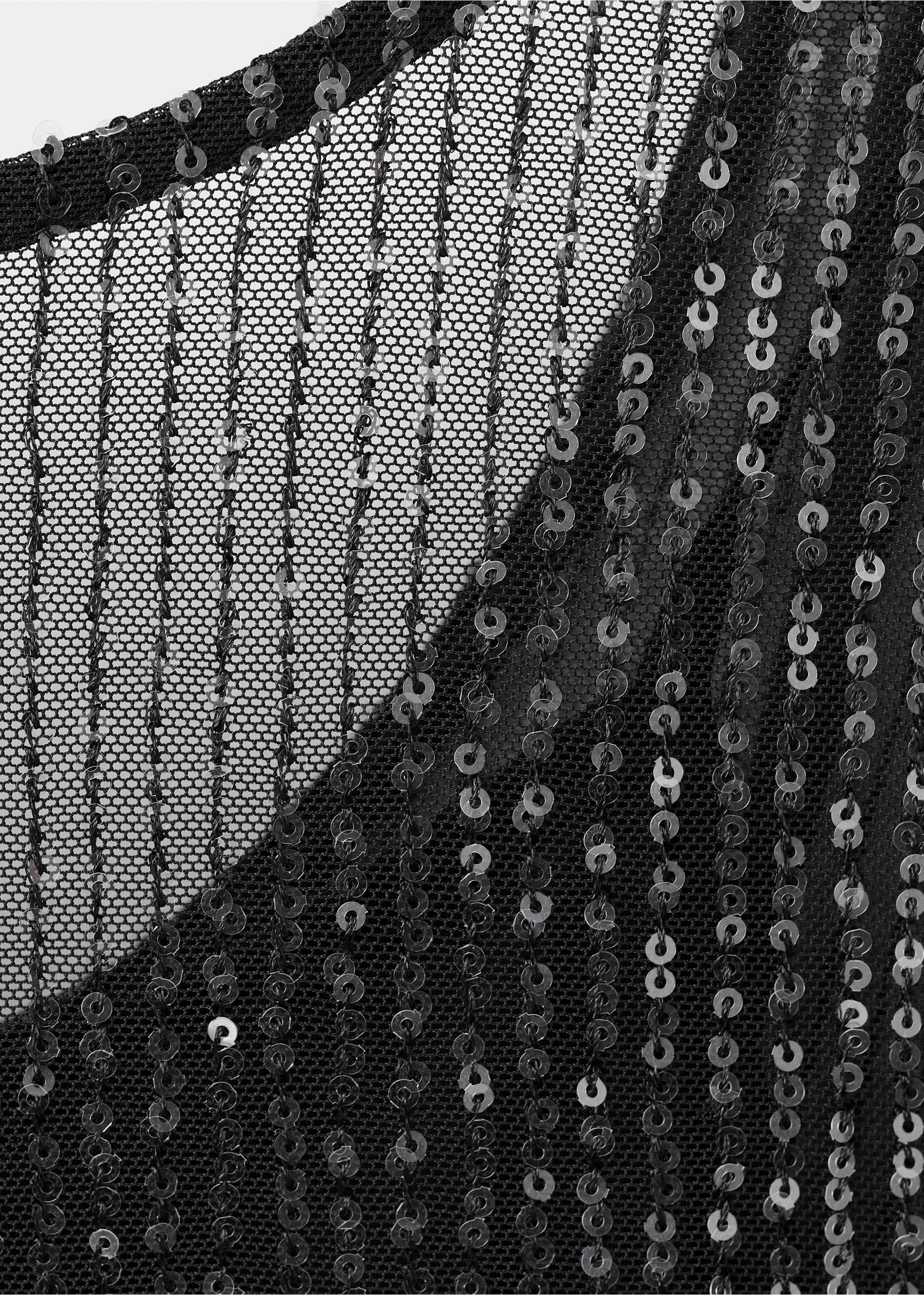 Short dress with sequins - Details of the article 8, Black. Ref: 17038280-00.