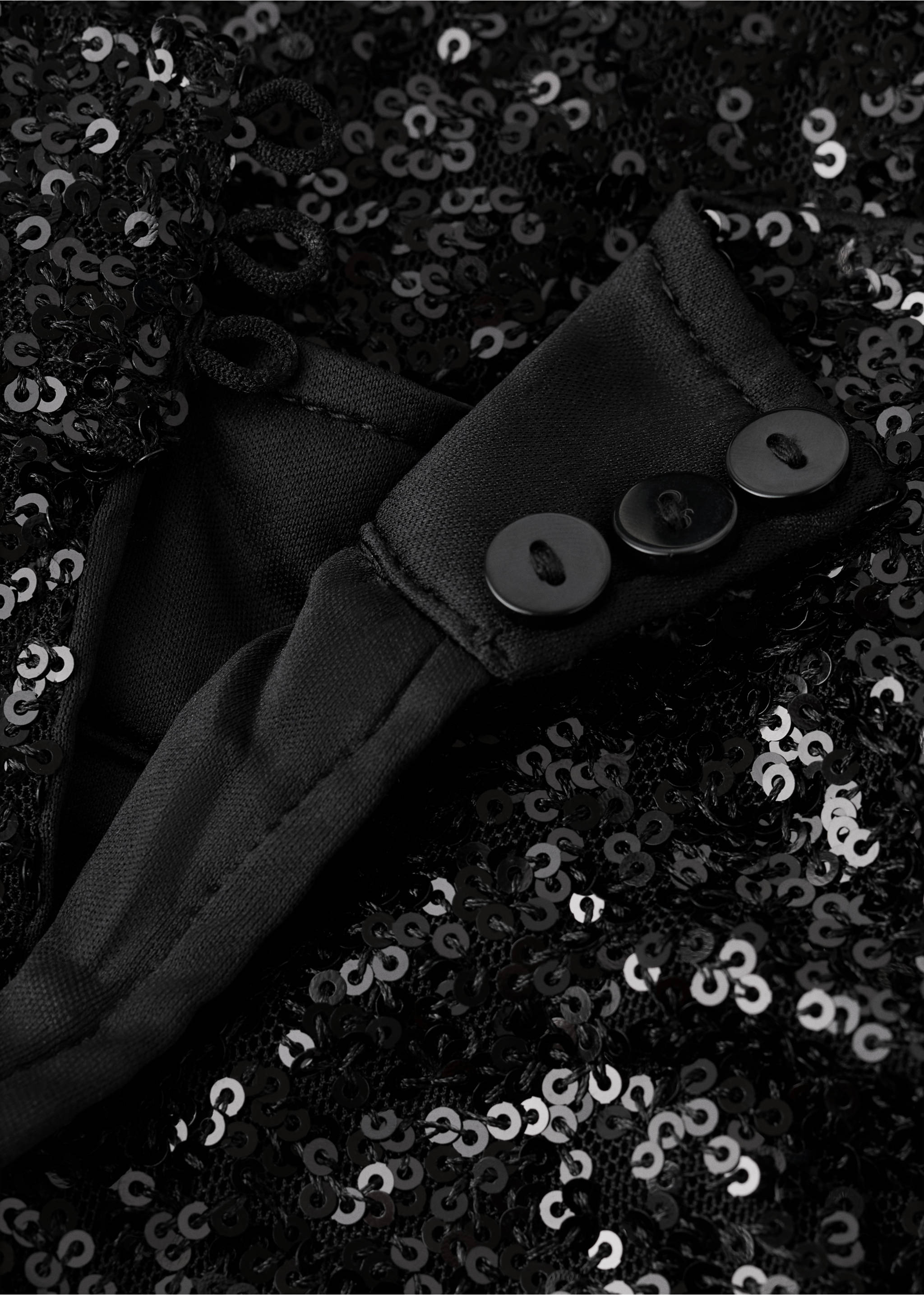Asymmetric sequin dress - Details of the article 8, Black. Ref: 17038281-00.