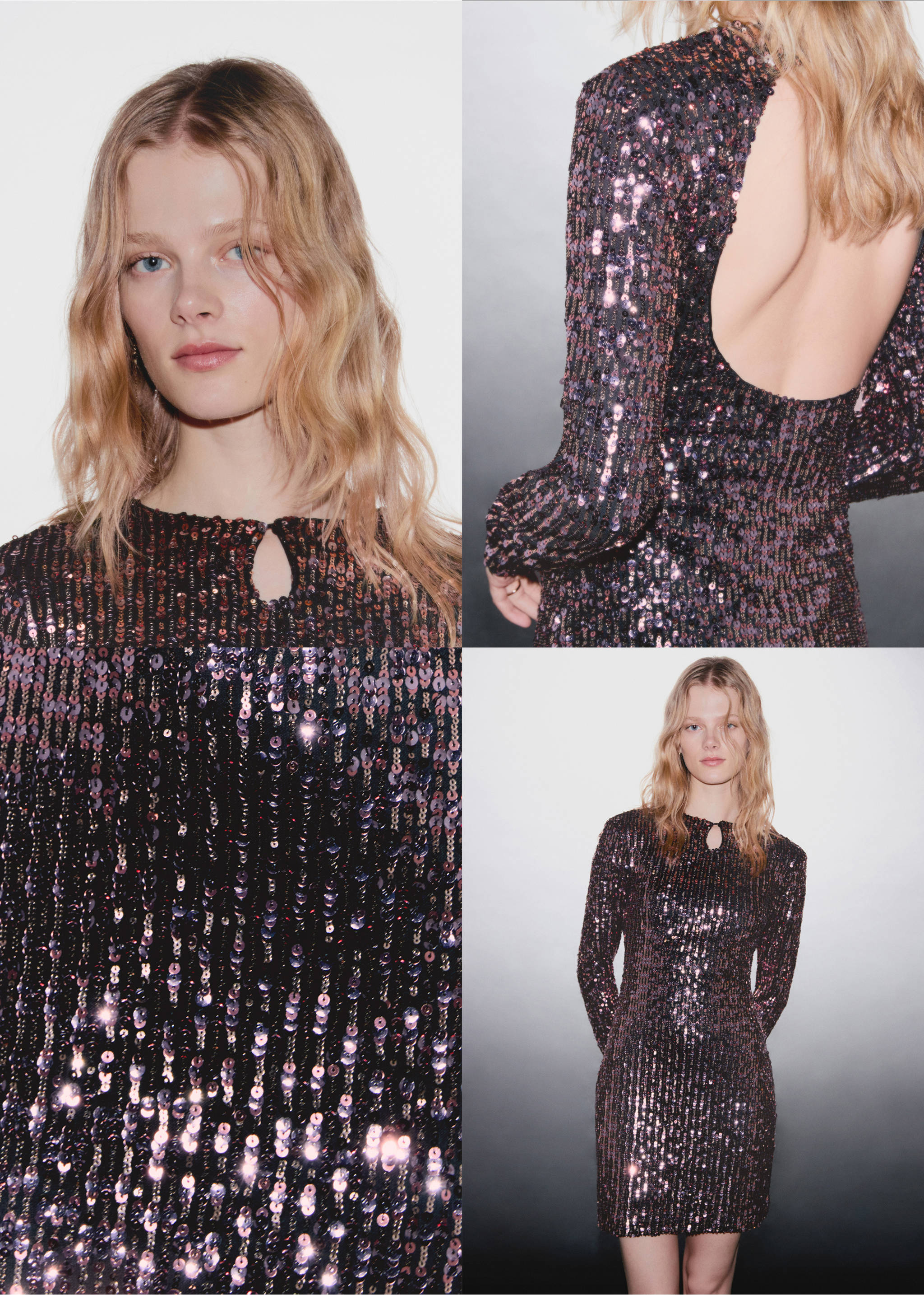 Short dress with sequins - Details of the article 3, Pink. Ref: 17038632-00.