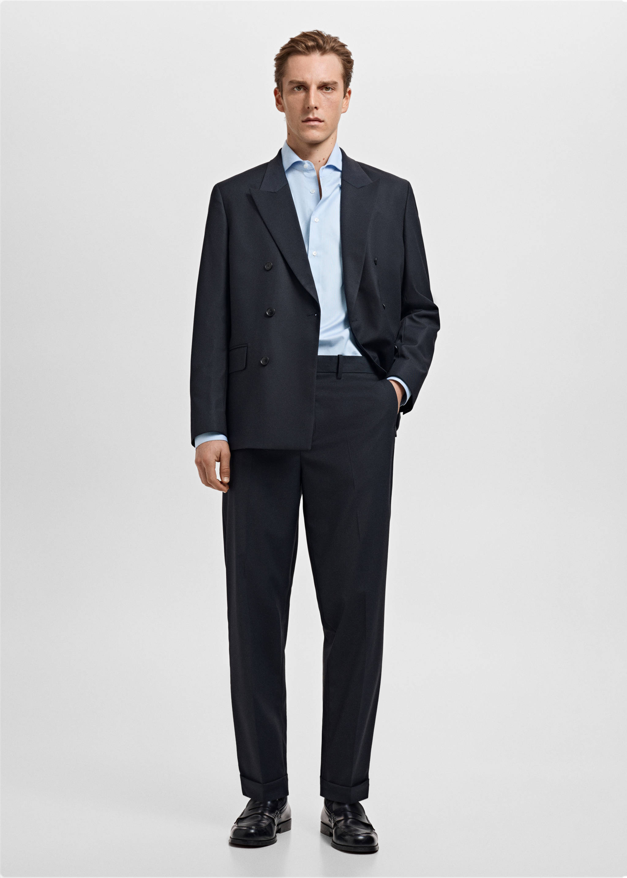 Slim-Fit-Hemd mit Streifen aus Giza-Baumwolle - Allgemeine Ansicht, Himmelblau. Ref: 17038642-00.