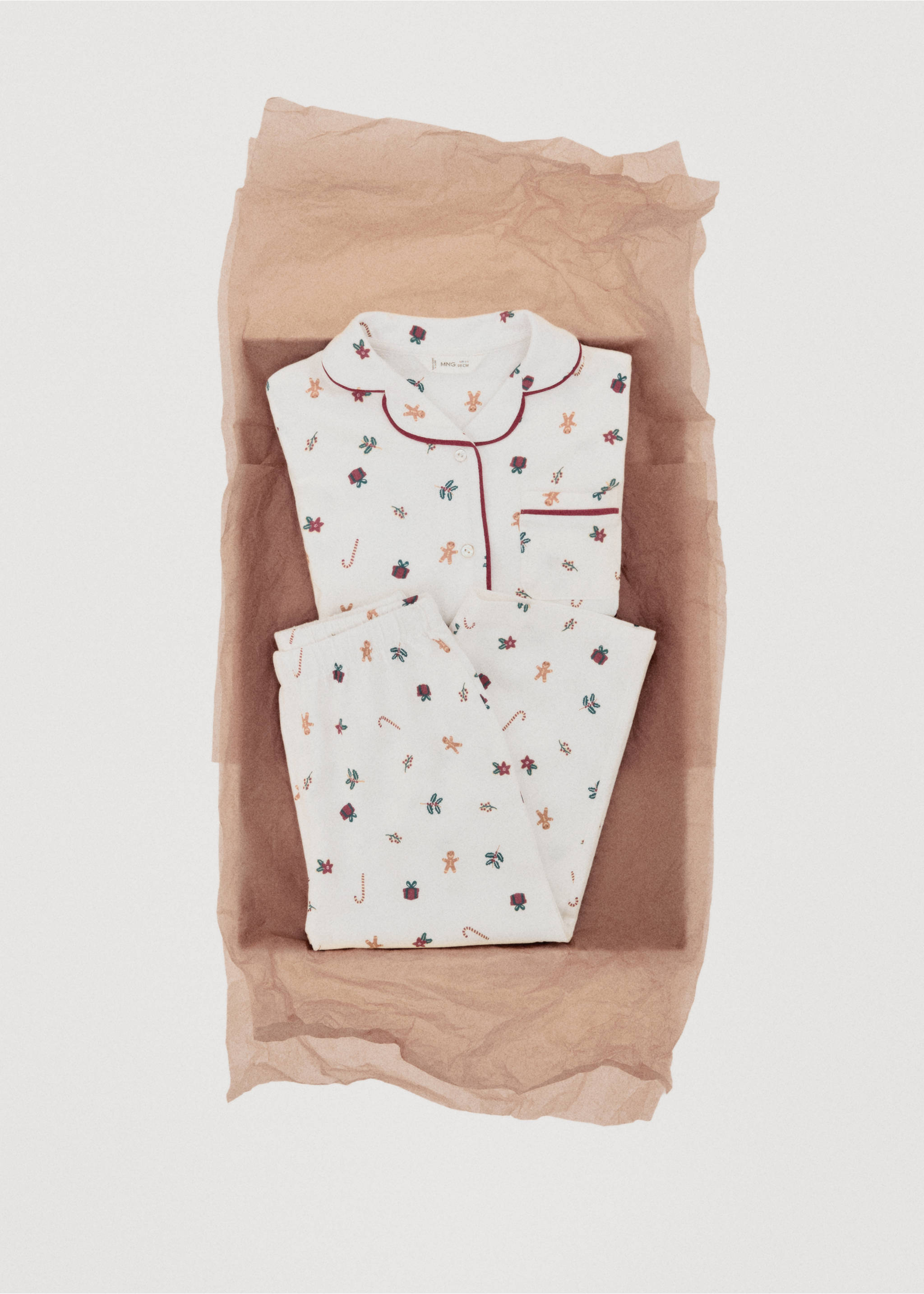 Lange pyjama met print - Detail van het artikel 7, Gebroken wit. Ref: 17039096-00.